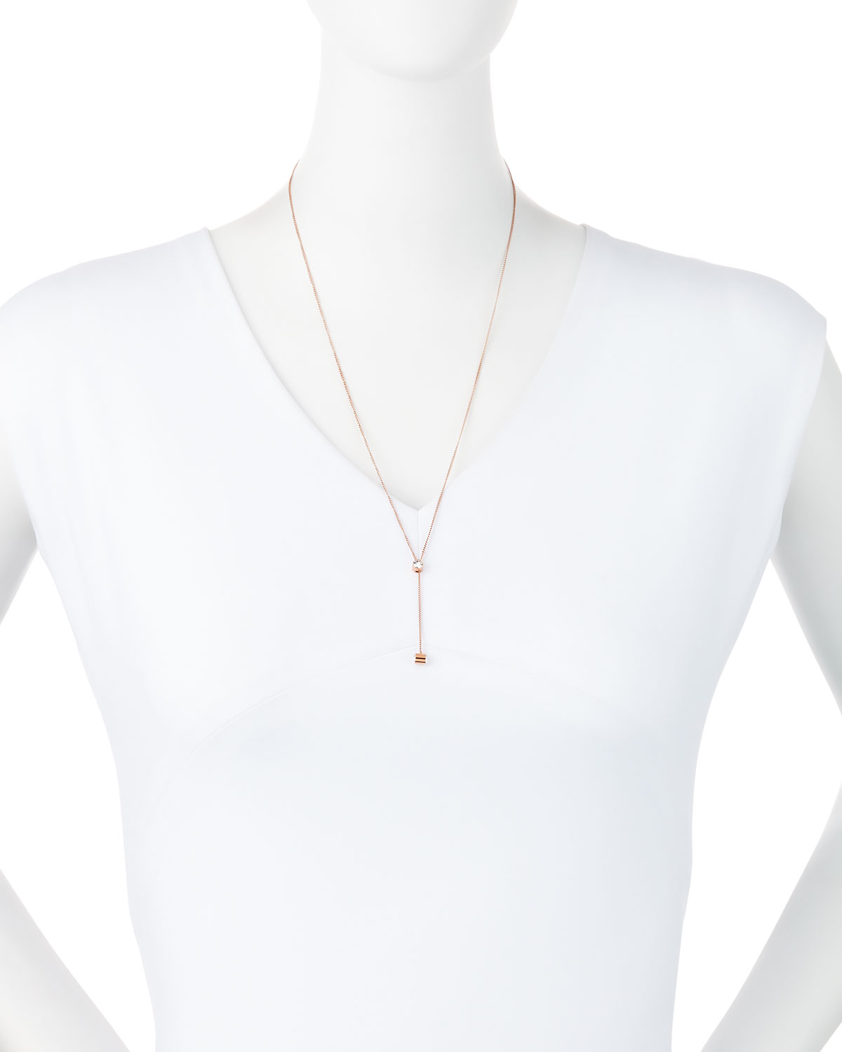 O'Hara 24K Rose Gold Solitaire Y-Drop Necklace