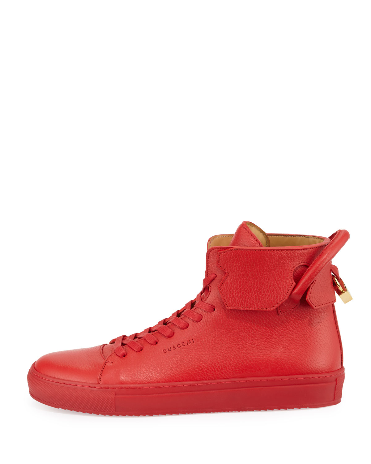 125mm Leather High-Top Sneaker, Red