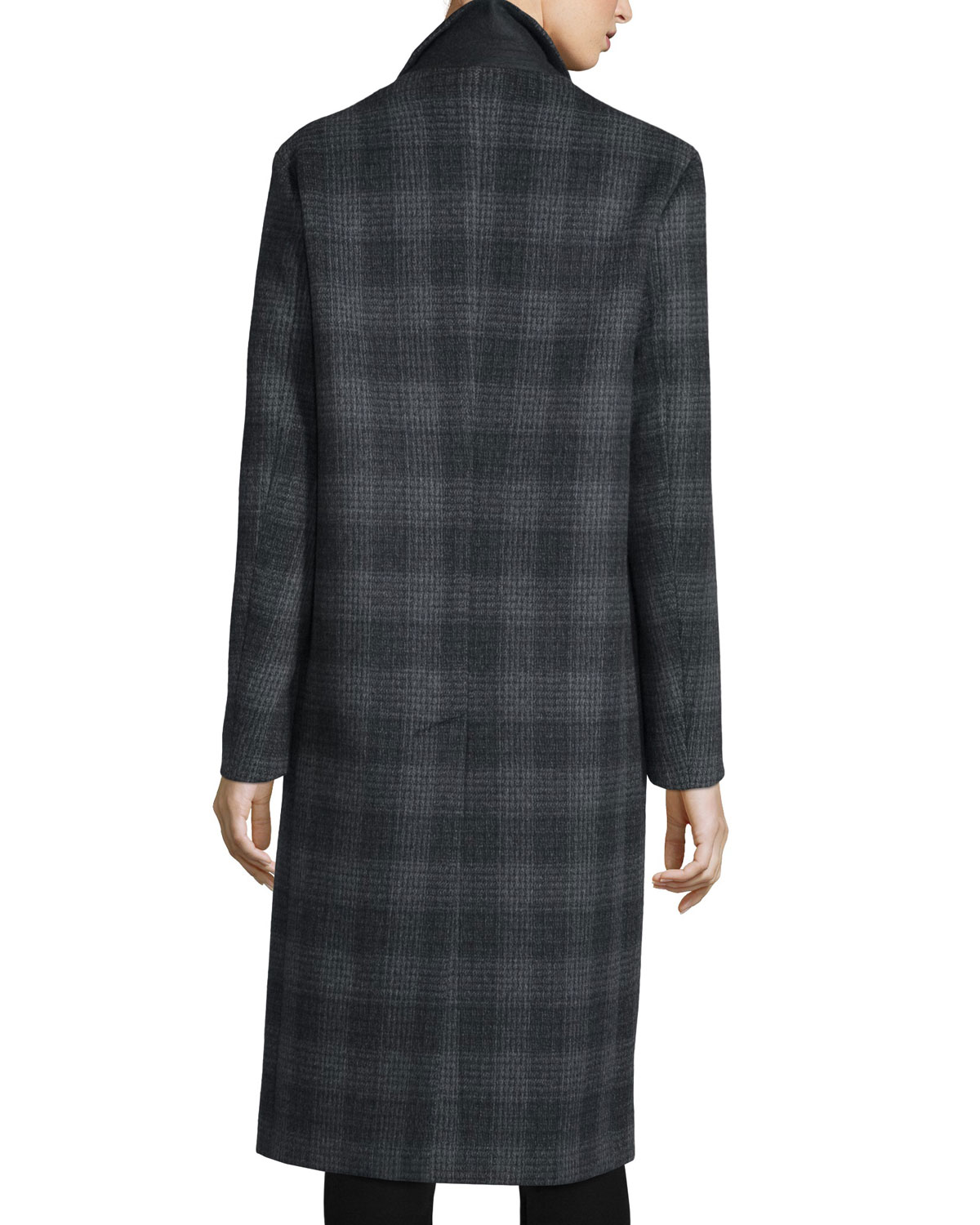 Osborne Plaid Wool-Blend Coat, Coal