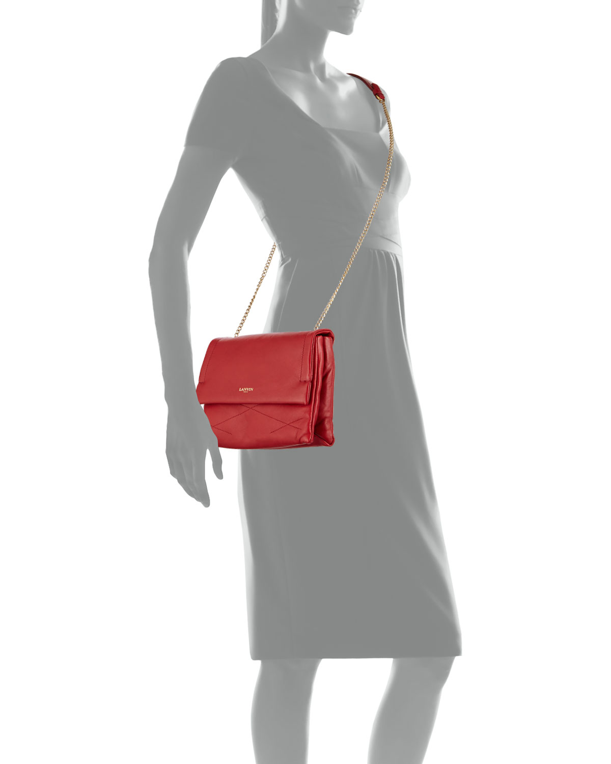 Sugar Mini Lambskin Shoulder Bag, Red