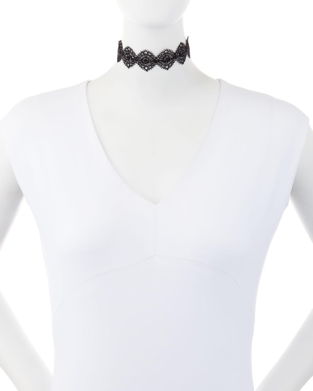 Scalloped Crystal Lace Choker Necklace