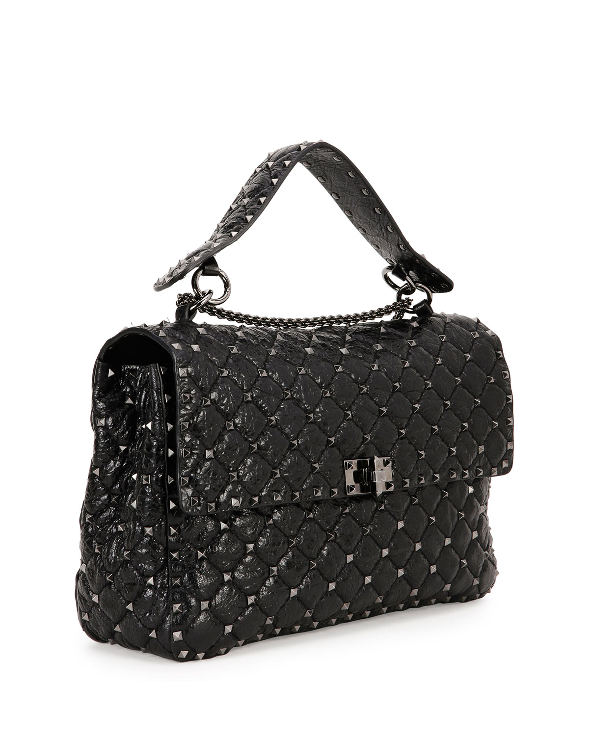 Rockstud Matelasse Large Shoulder Bag, Black 