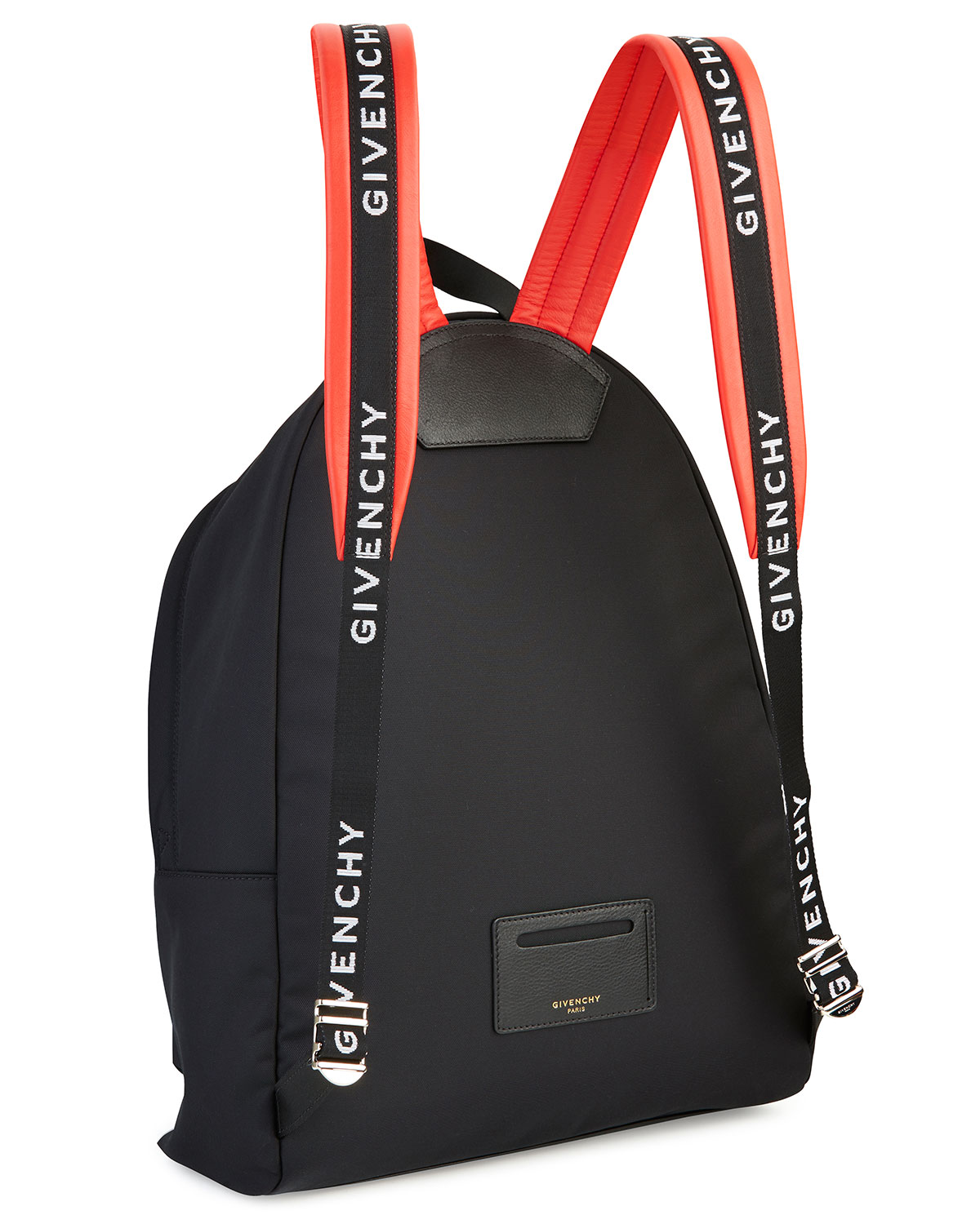 mens nylon logo-strap backpack, black