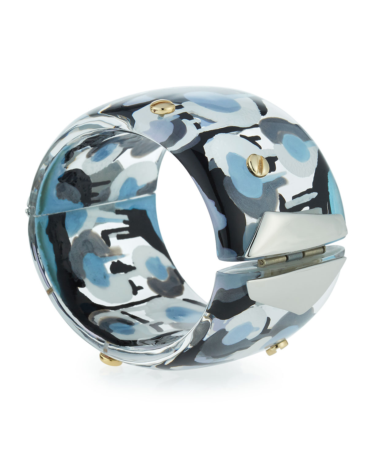 Poppy-Print Lucite Hinge Bracelet