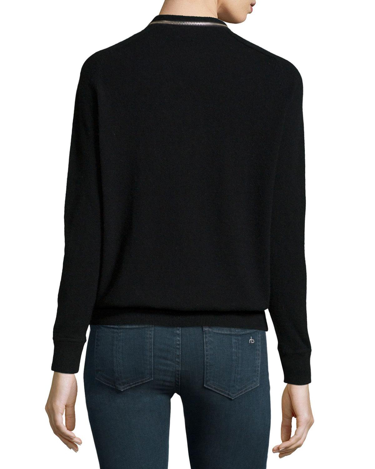 Zipper-Neck Cashmere Top 