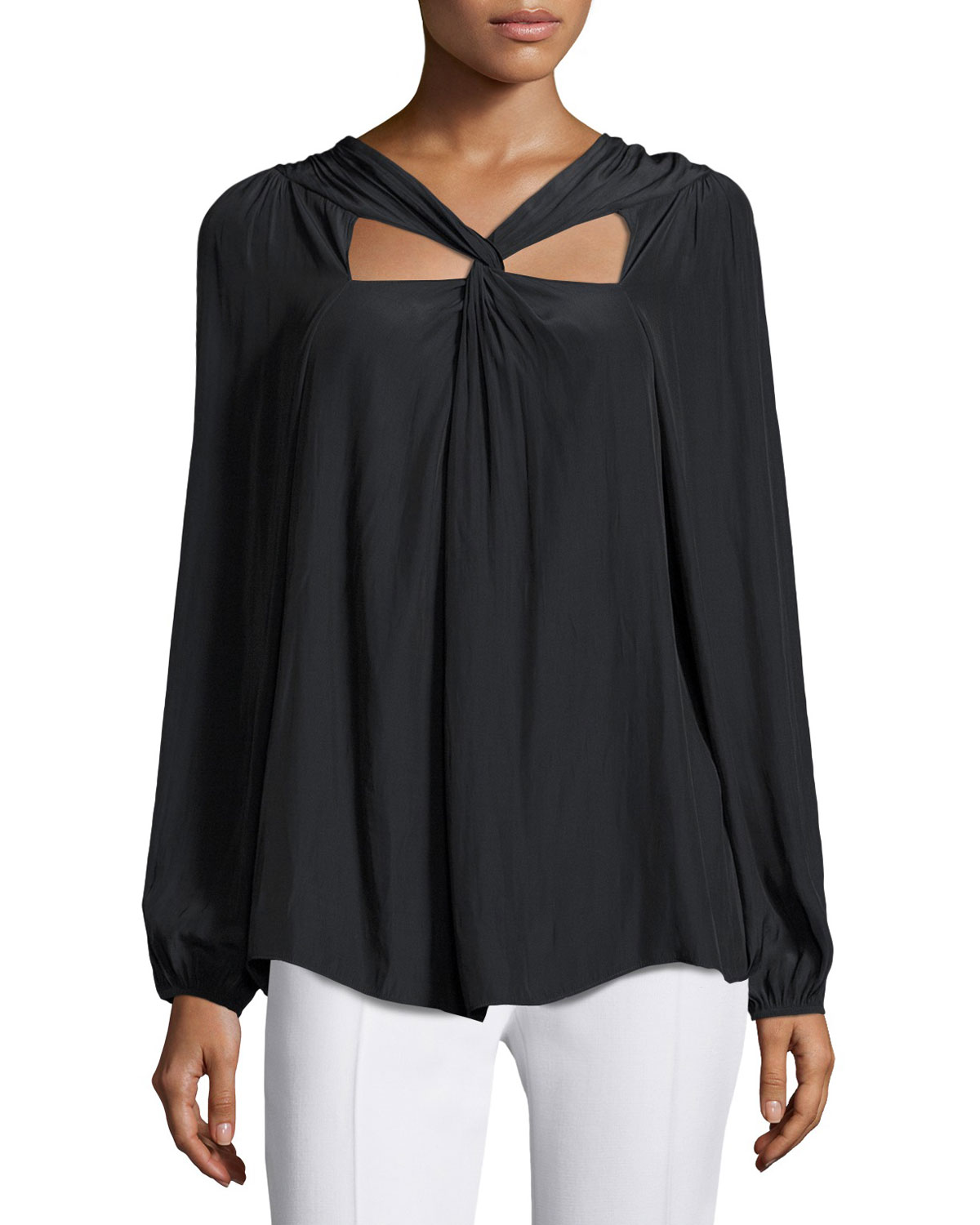 Marina Twist-Neck Top, Black