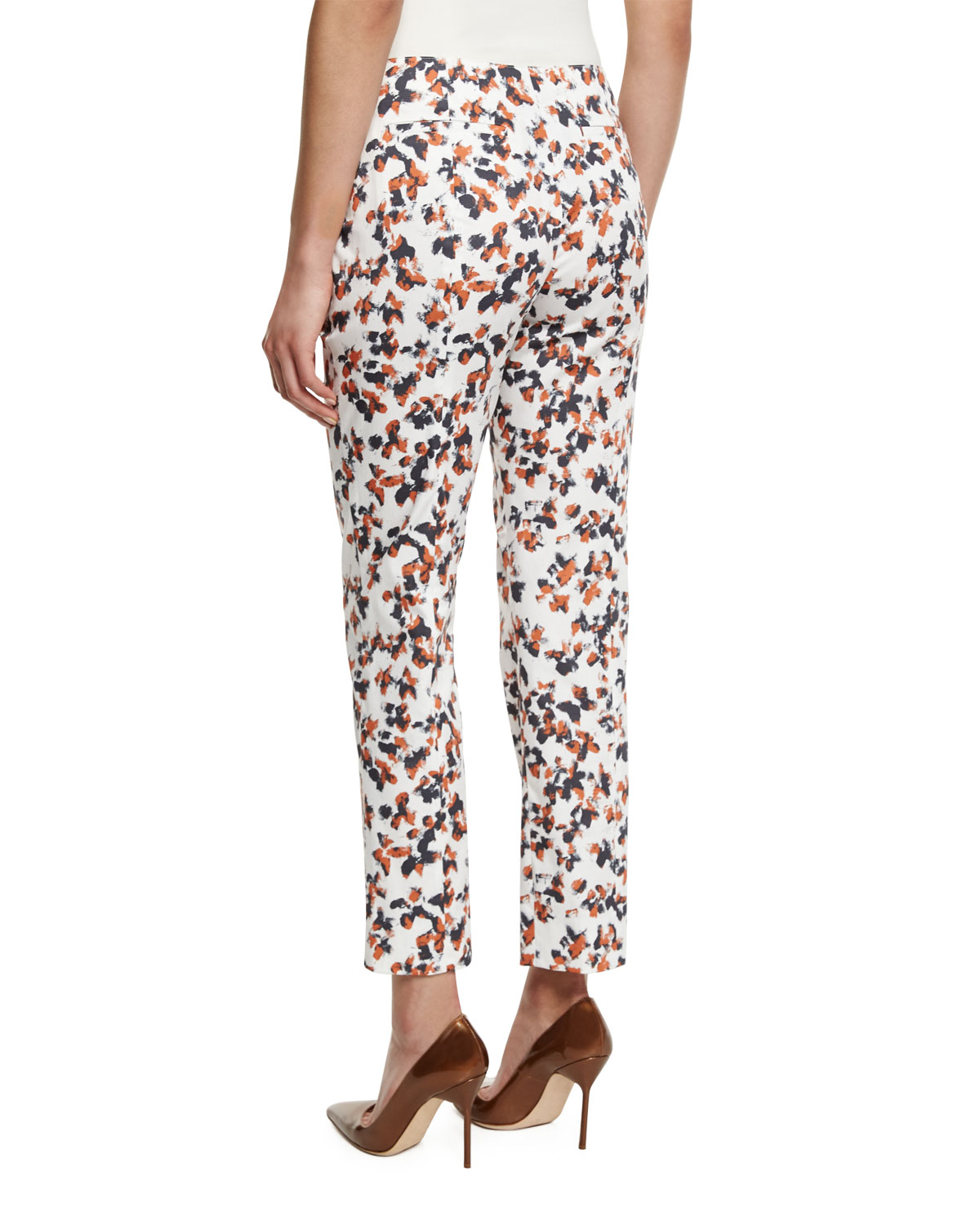 Printed Sateen Capri Pants, Sienna/Multi