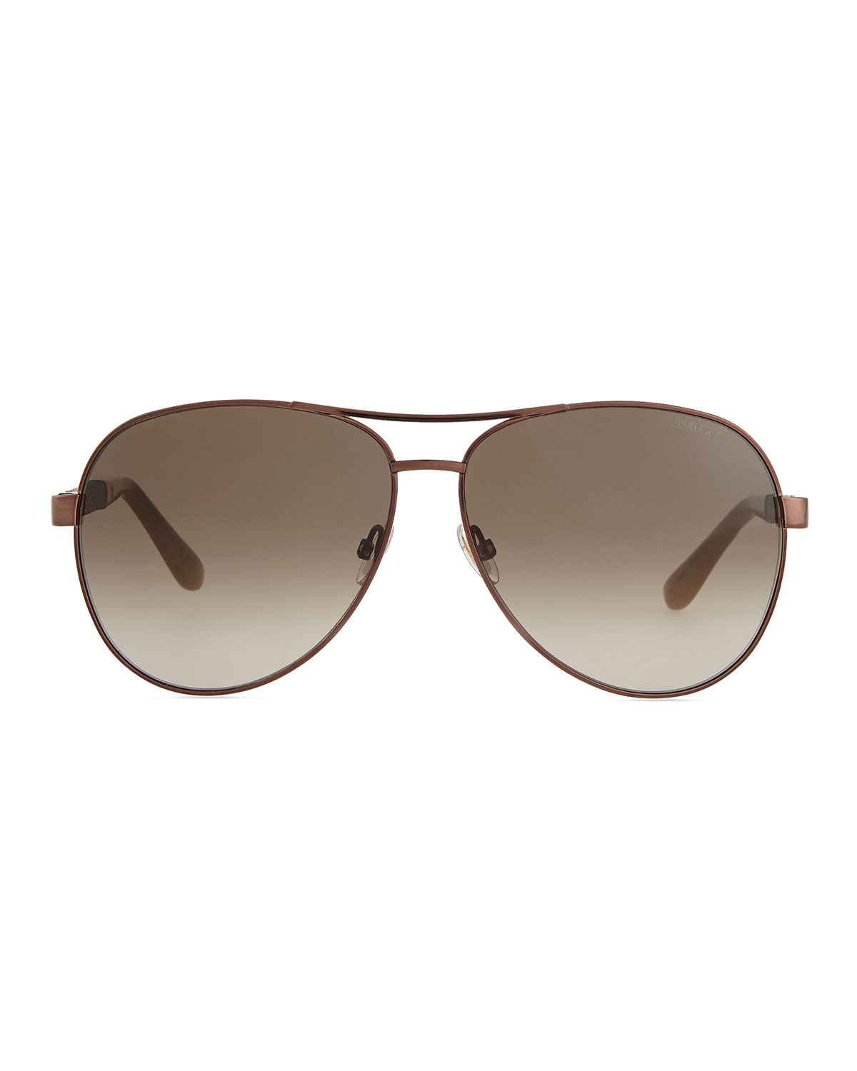 Lexi Aviator Sunglasses with Crystal Temples, Bronze