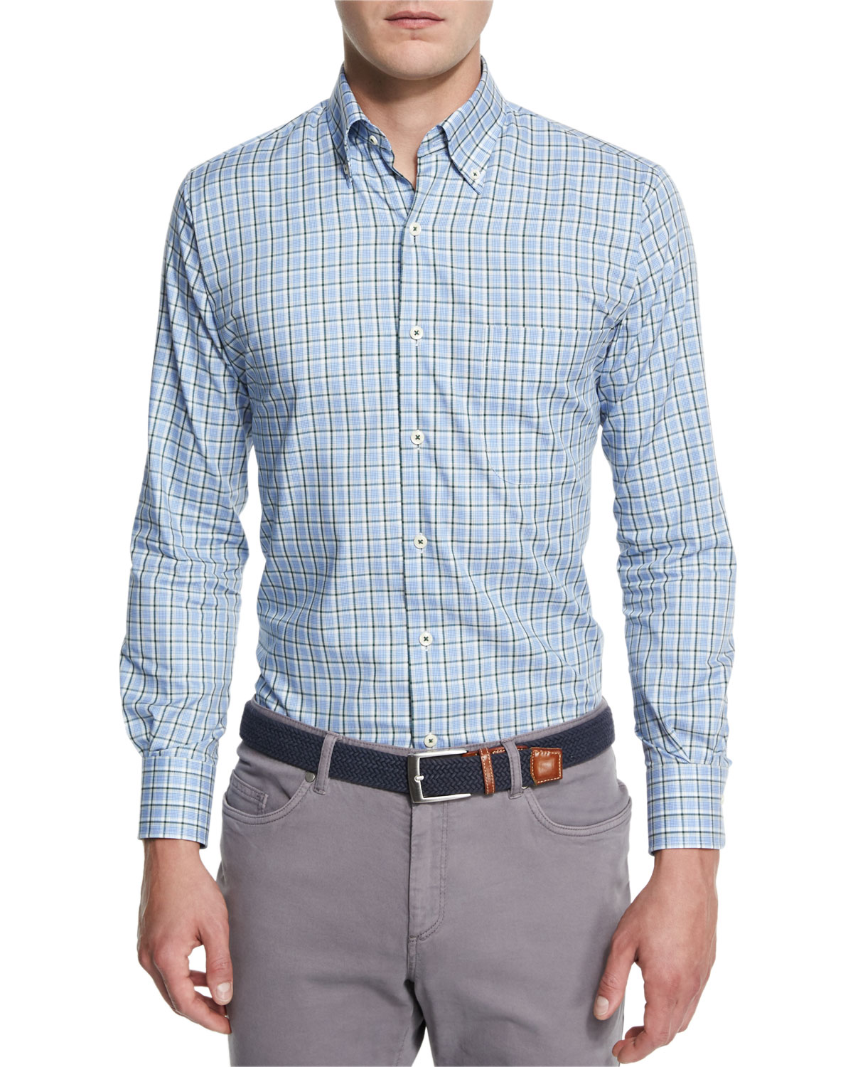 Sueded-Trim Quarter-Zip Sweater, Hawaiian Blue