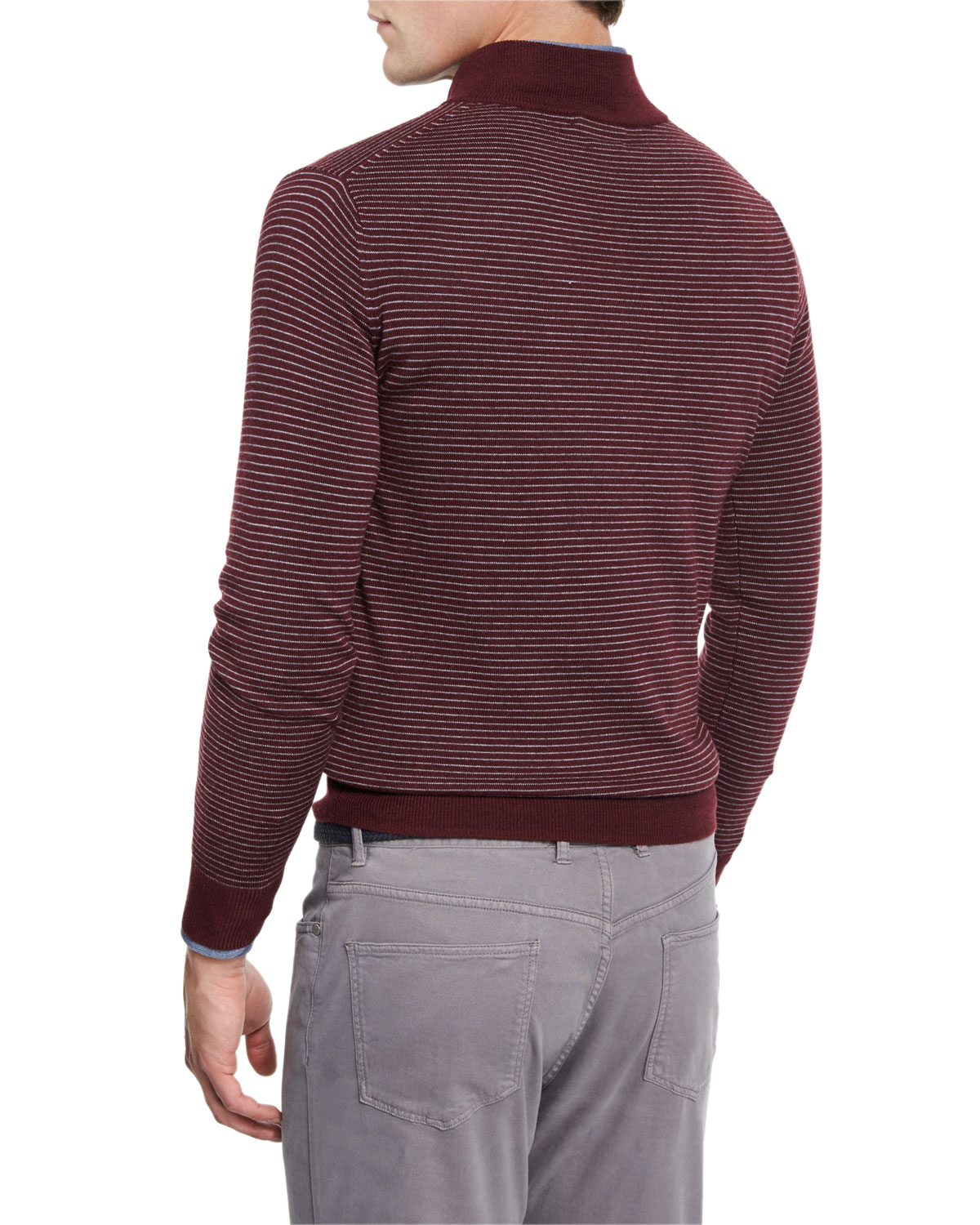 Striped Wool Quarter-Zip Sweater