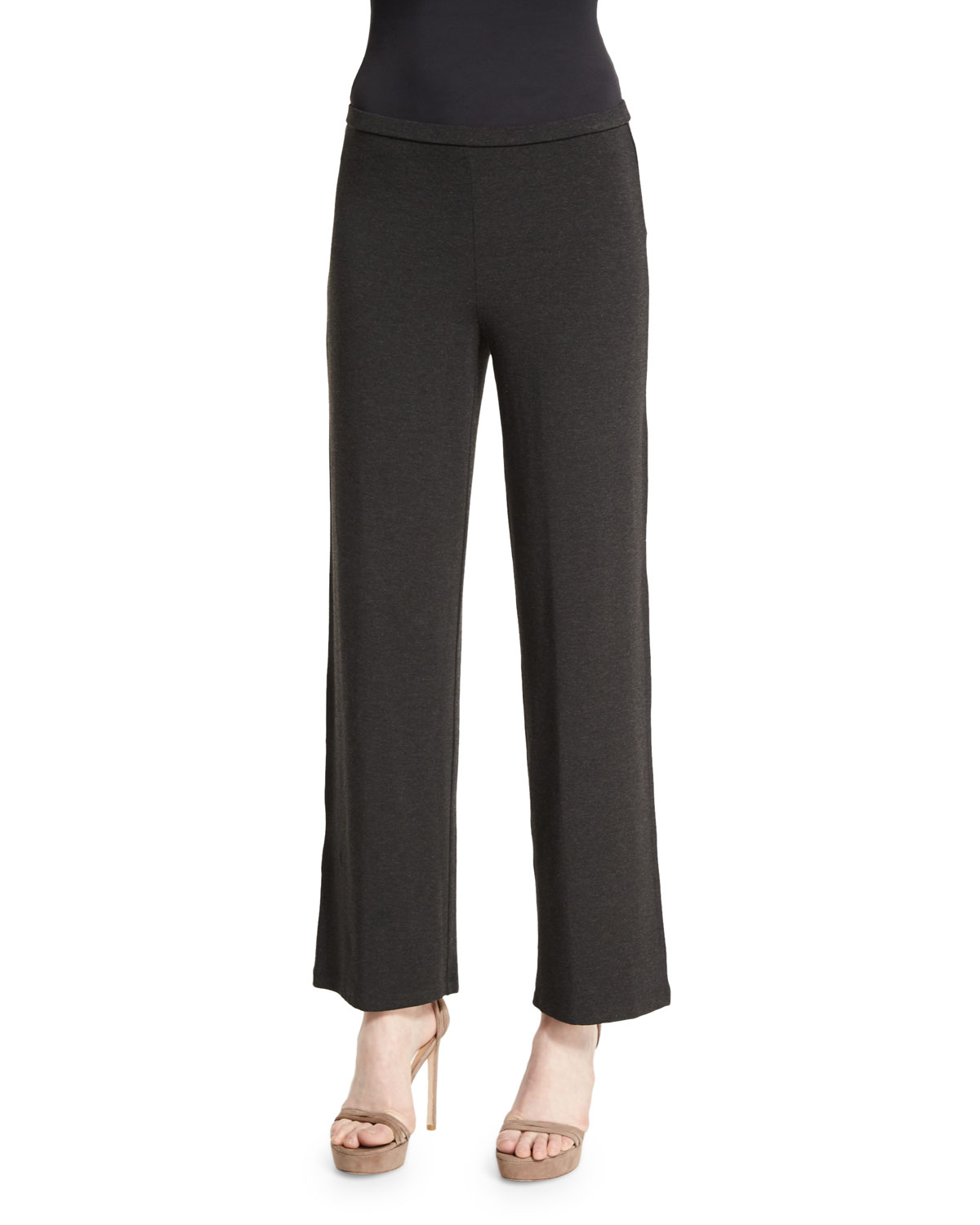 Straight-Leg Stretch Pants, Charcoal  