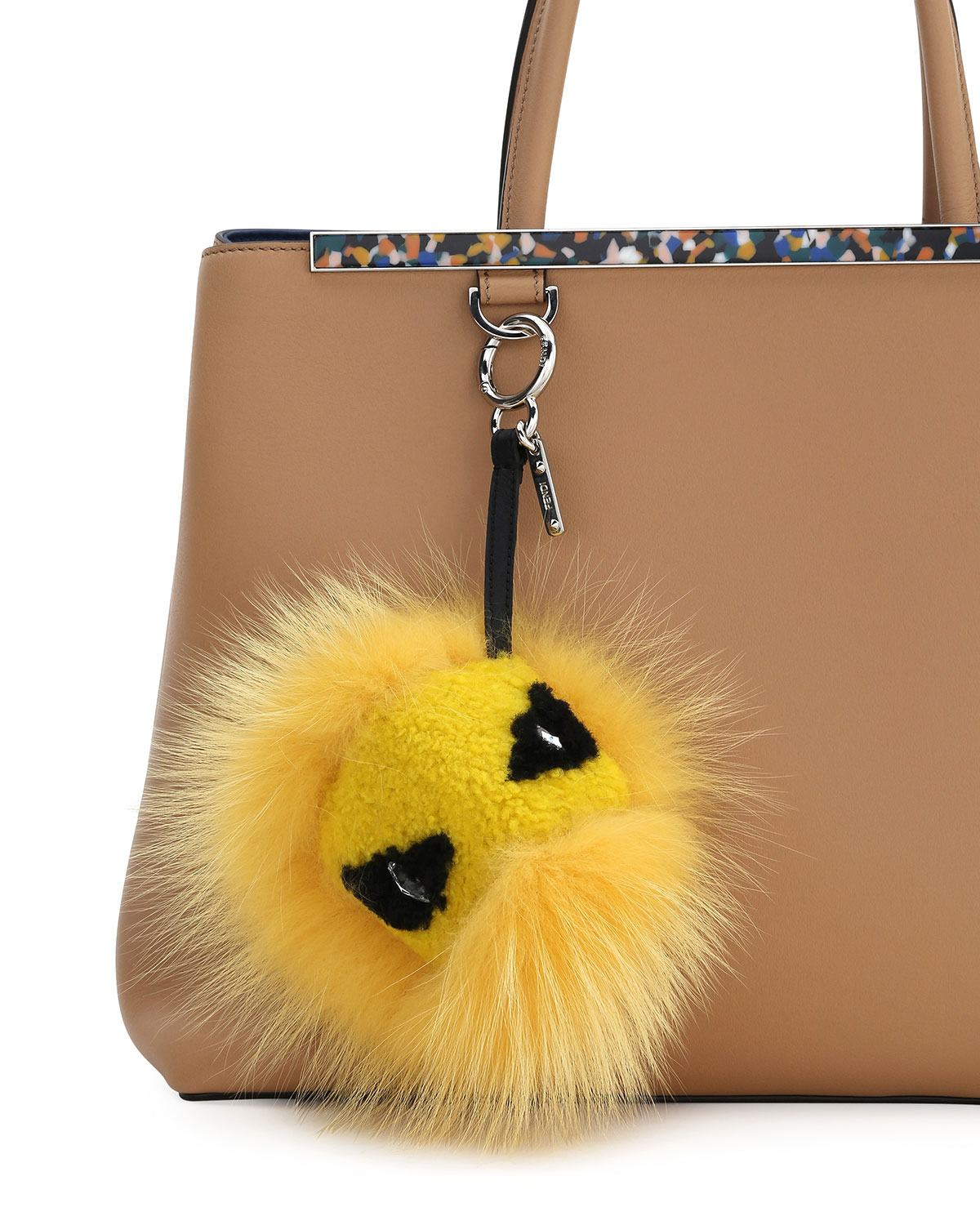 Monster Mixed-Fur Charm for Handbag, Yellow/Black