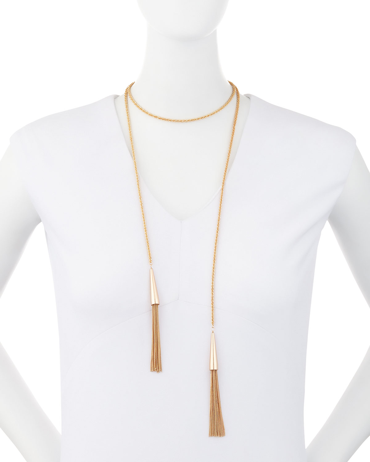 Phara Double-Wrap Rose Golden Lariat Necklace 