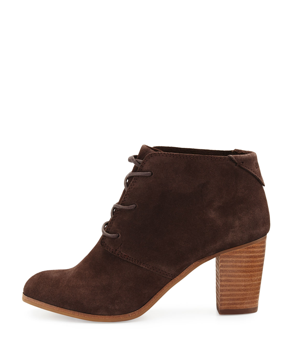 Lunata Suede Lace-Up Ankle Boot, Chocolate