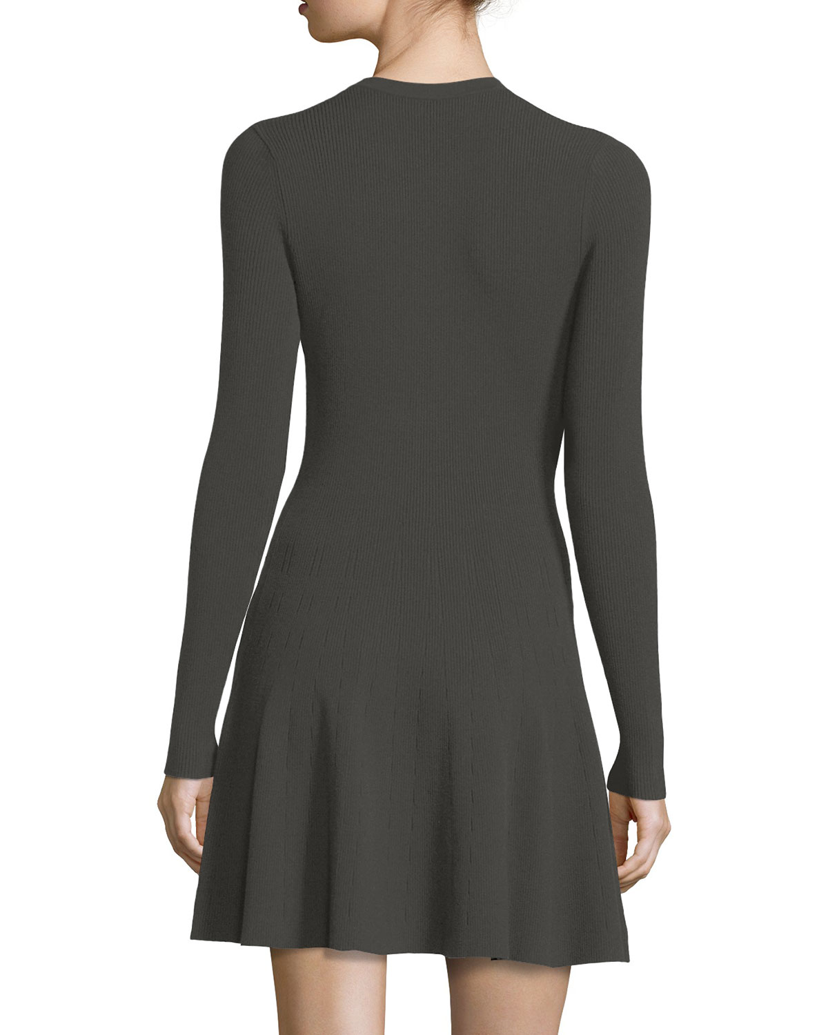 Miriam Long-Sleeve Ribbed Fit-and-Flare Dress