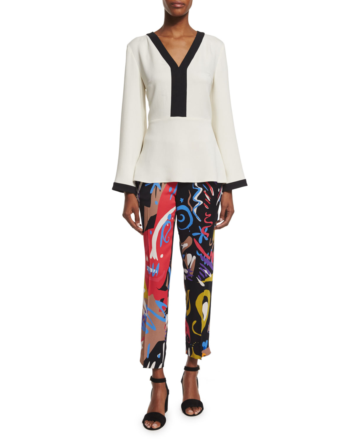 Graffiti Paisley Capri Pants, Black/Pink