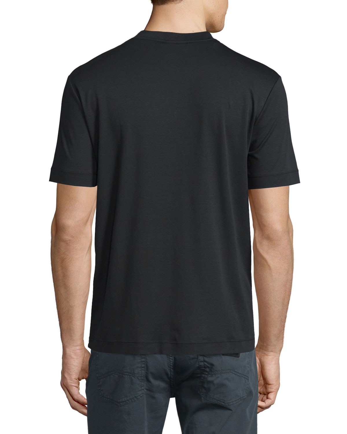 Short-Sleeve Henley T-Shirt, Black