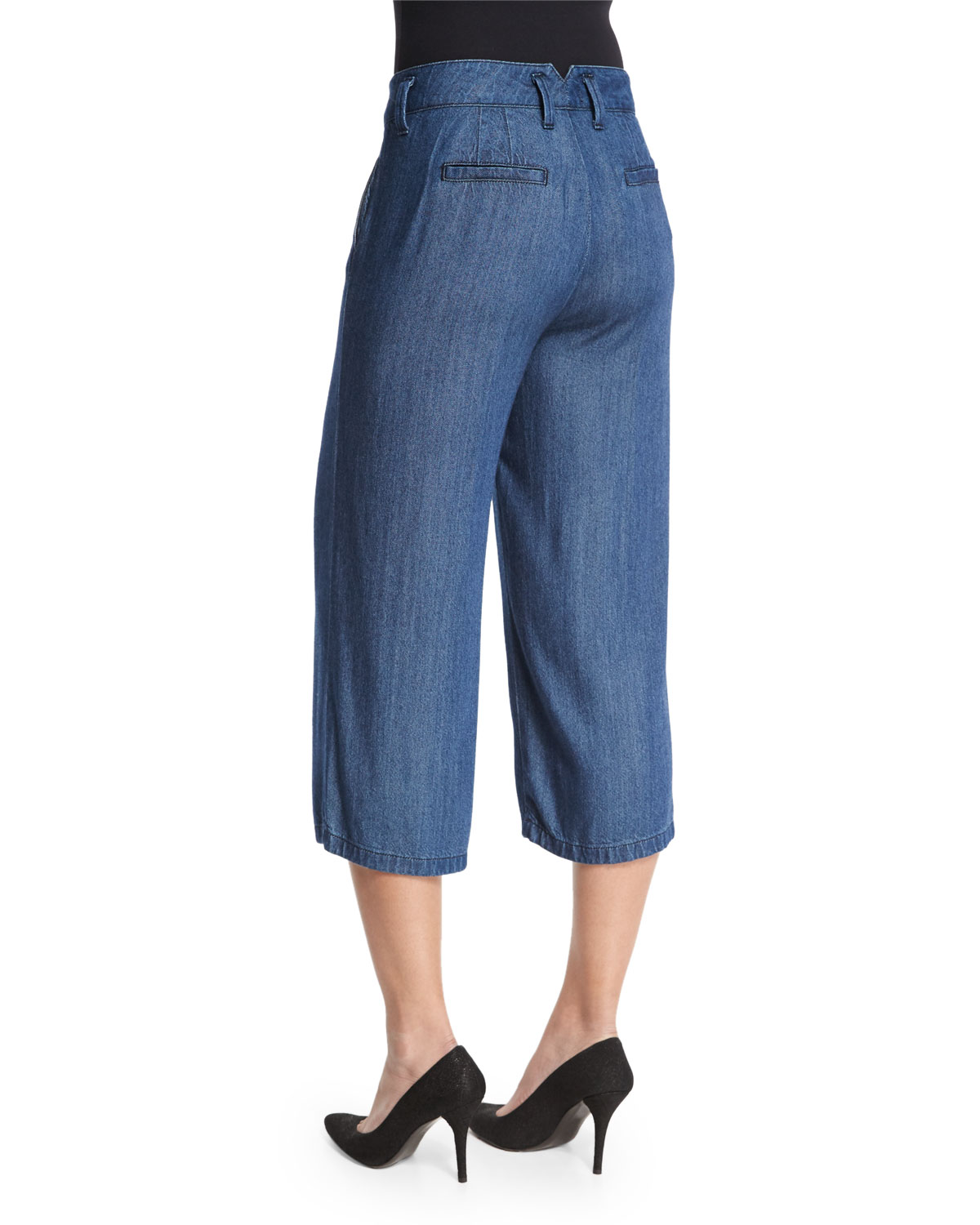 Straight-Leg Culotte Pants, Denim