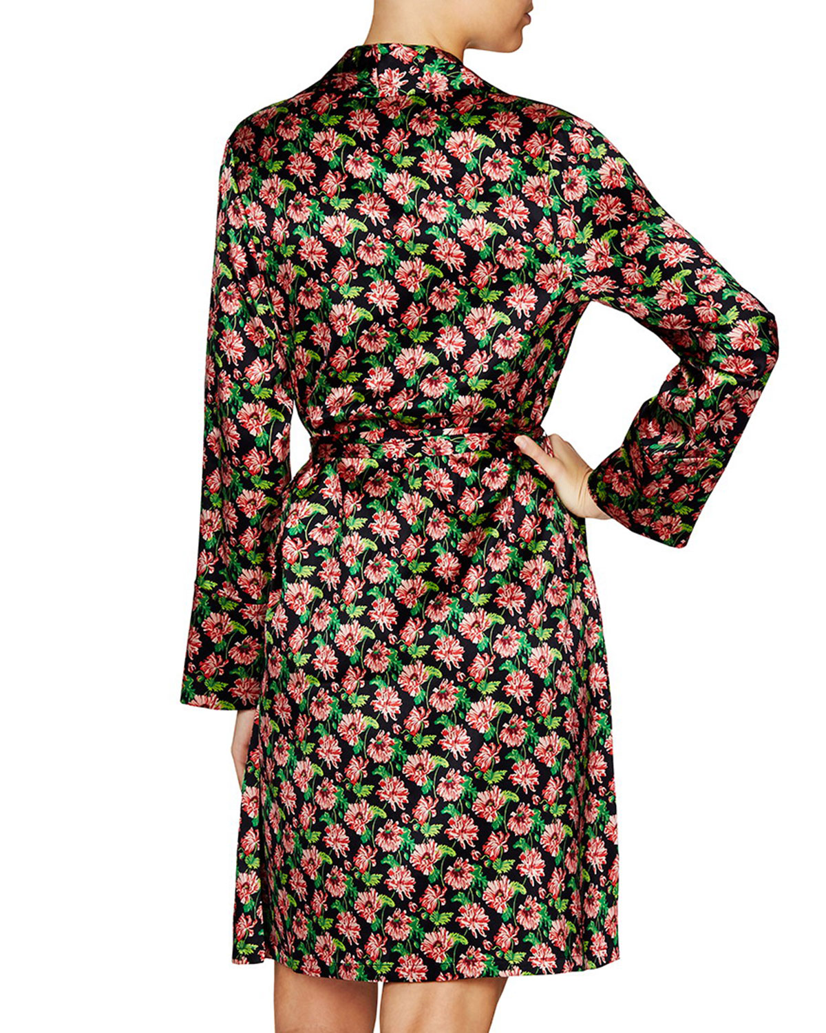 Poppy Snoozing Silk-Blend Robe, Dark Audrey