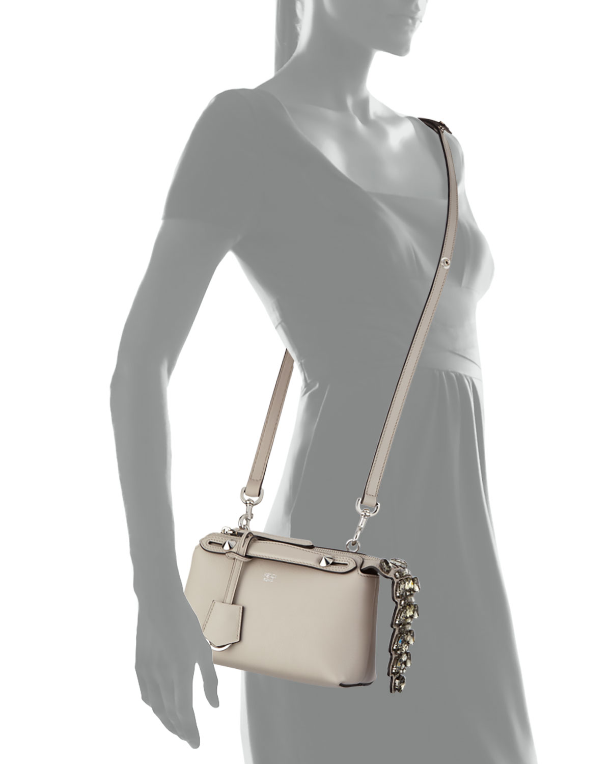 By The Way Mini Crystal-Croc-Tail Satchel Bag, White