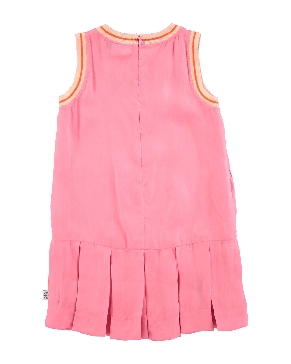 Sleeveless Tipped Pleated Dress, Carnation Pink, Size 3-14