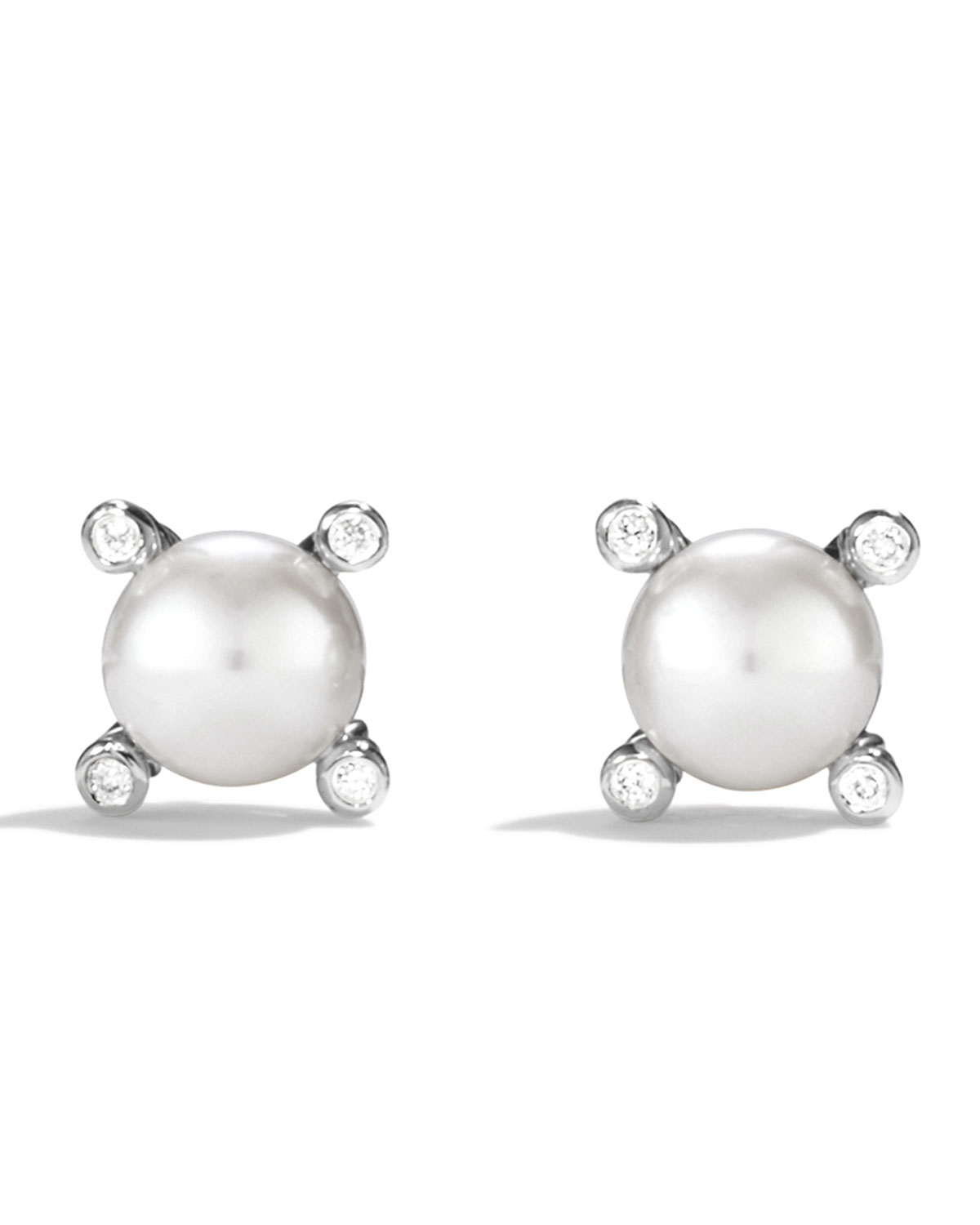 Small Pearl Earrings with Diamonds