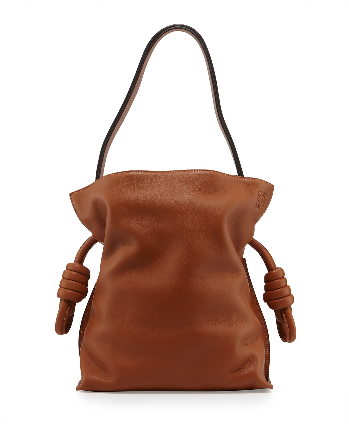 flamenco small knot bucket bag, tan