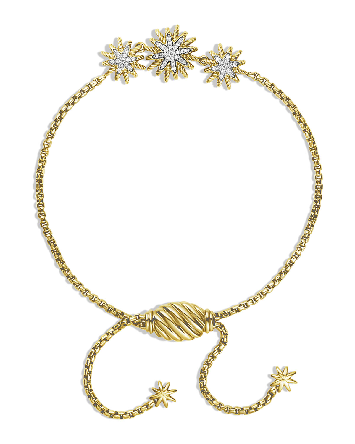 Starburst Three-Station Bracelet with Diamonds in Gold