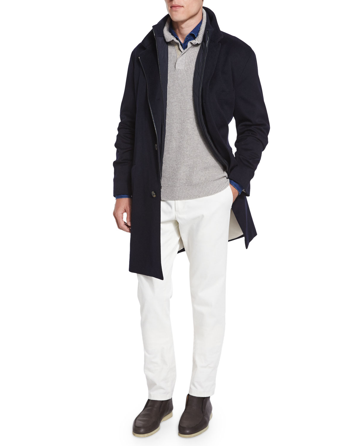 Martingala Cashmere Storm System Coat, Navy