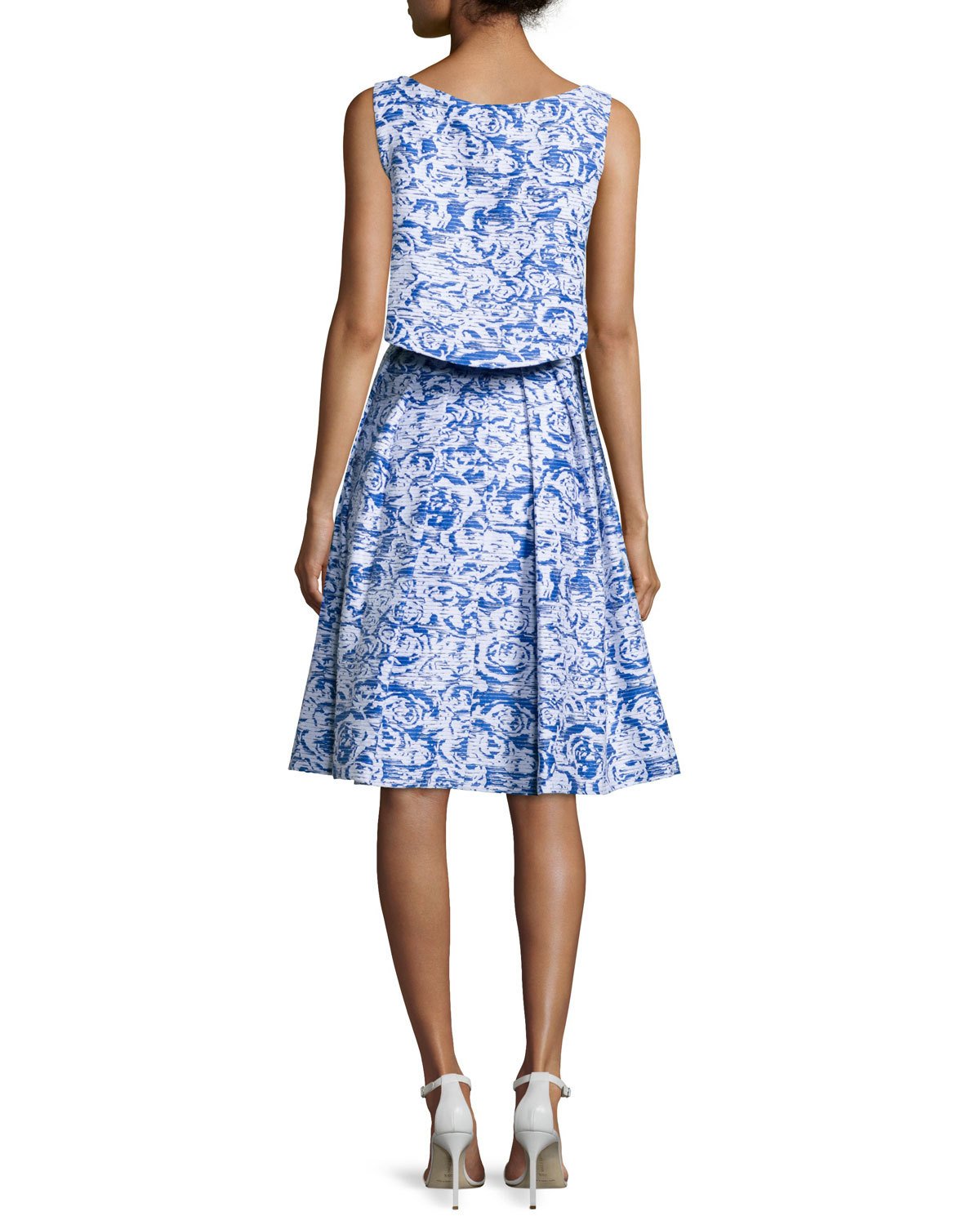 Sleeveless Floral-Print Popover Dress, Ocean