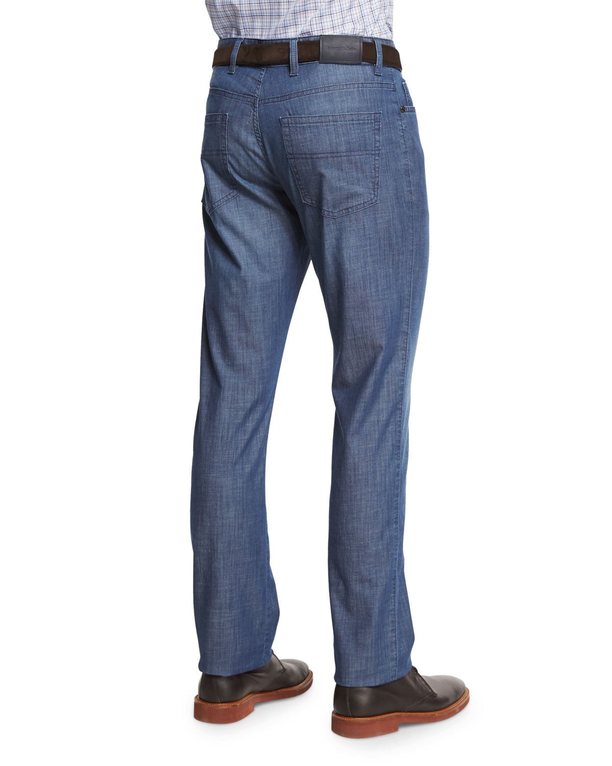 Five-Pocket Dark Wash Jeans, Blue