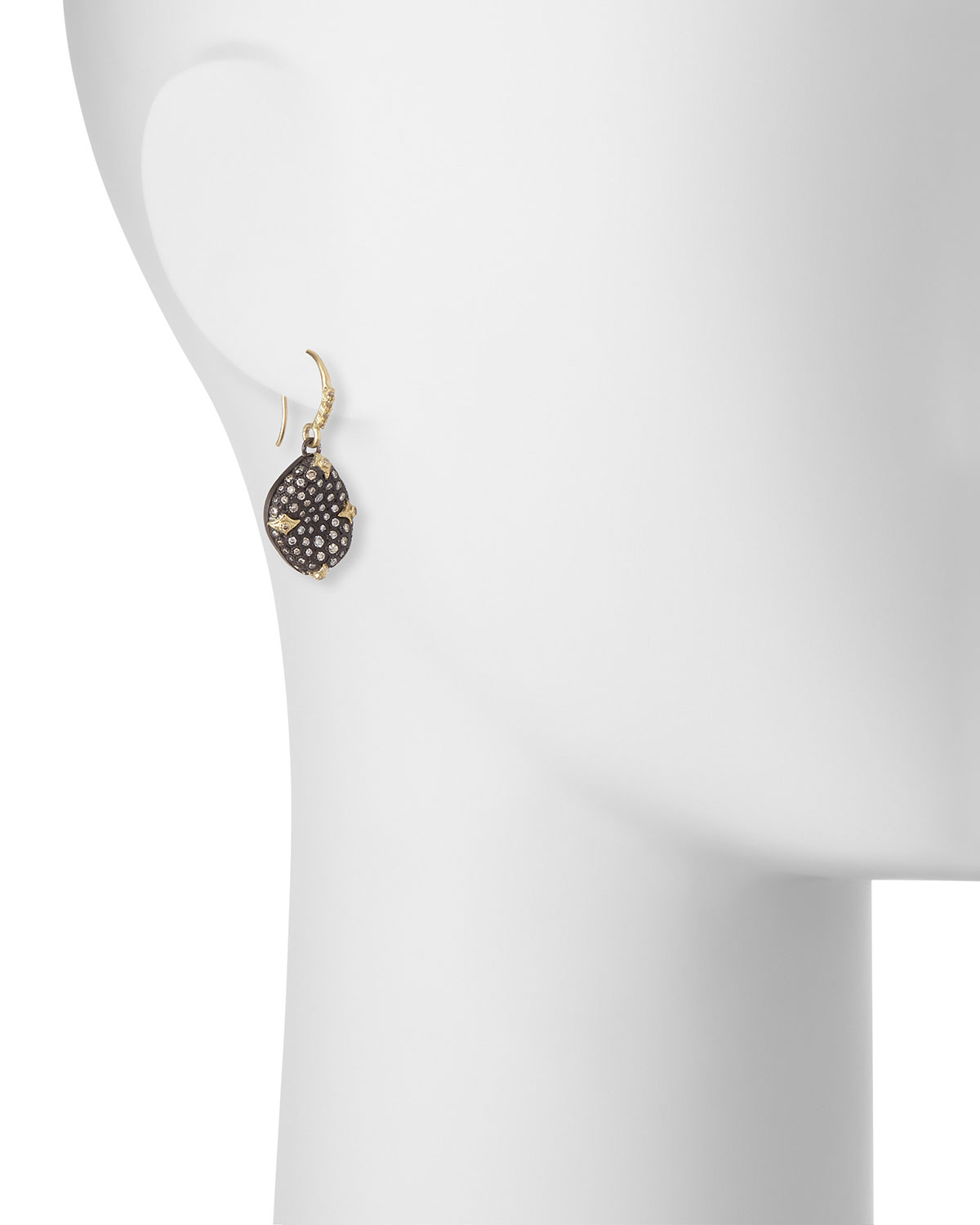 Old World Blackened Bean Drop Earrings with Diamonds