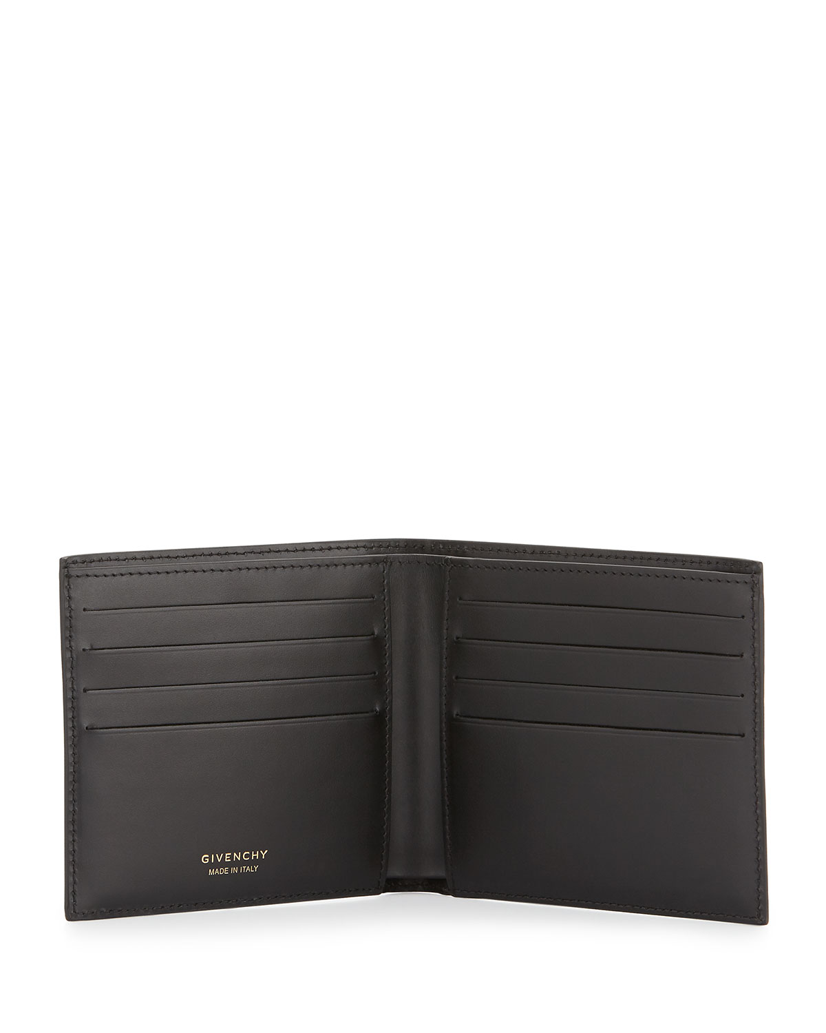 Star-Embossed Leather Bifold Wallet, Black