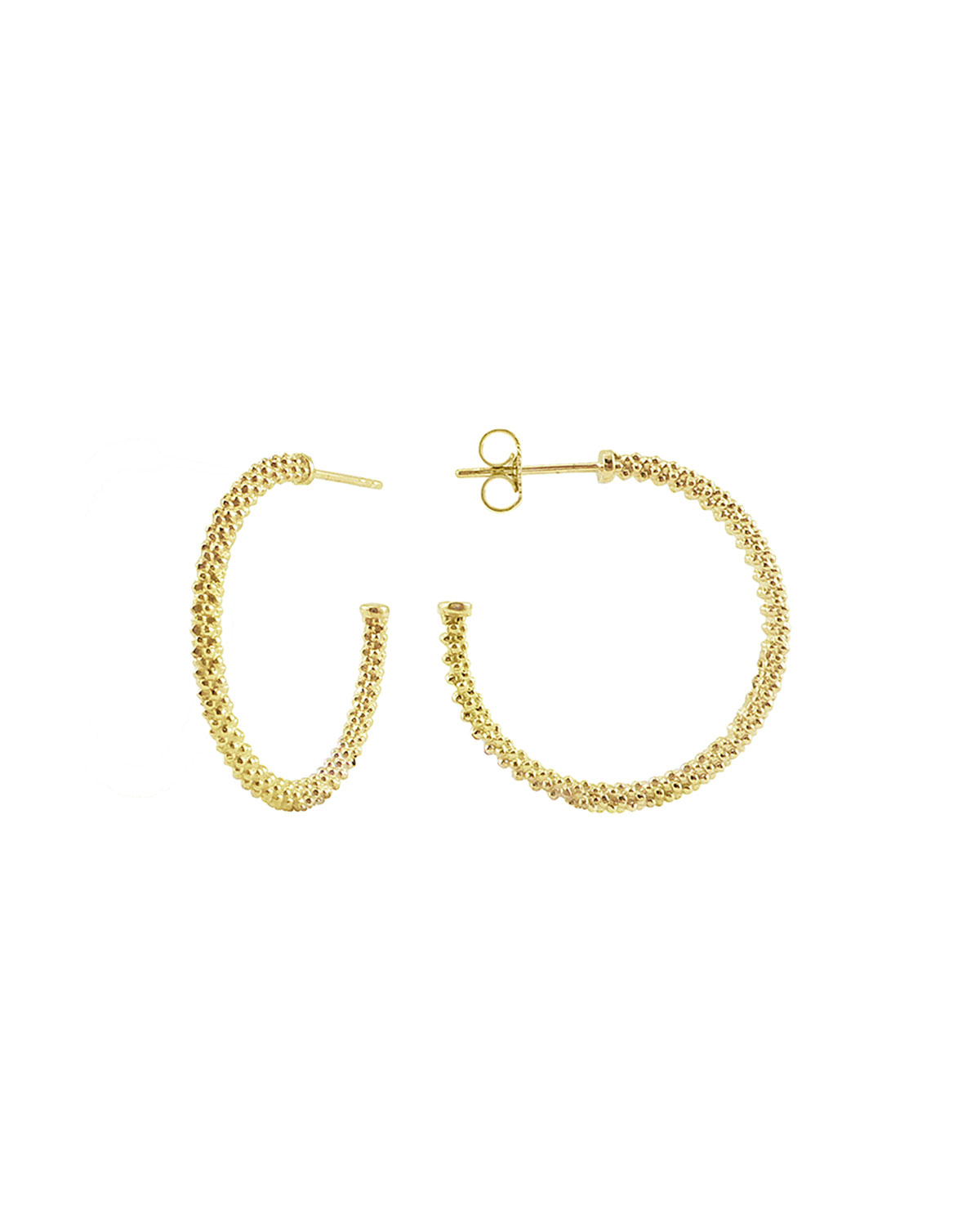 Caviar 18k Gold Hoop Earrings