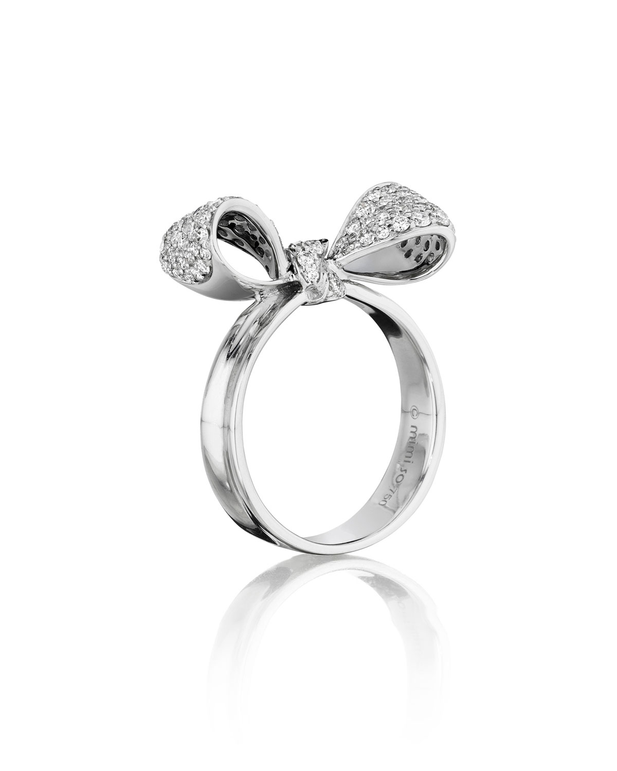 Bow Small 18k White Gold Diamond Ring Size 6