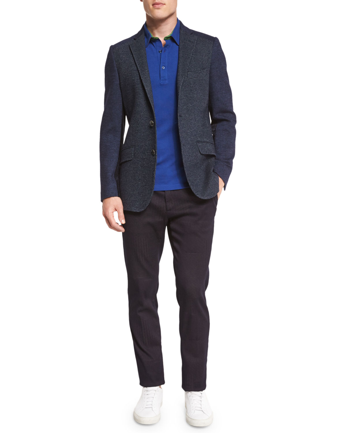 Tonal Patchwork Pants, Navy