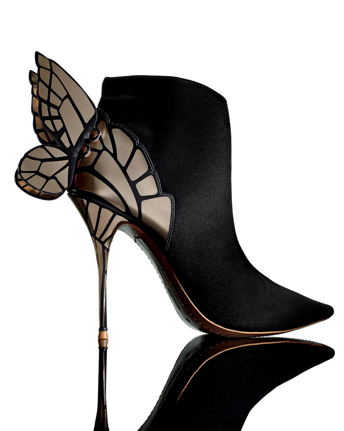 Chiara 3D Butterfly Wing Boot, Black