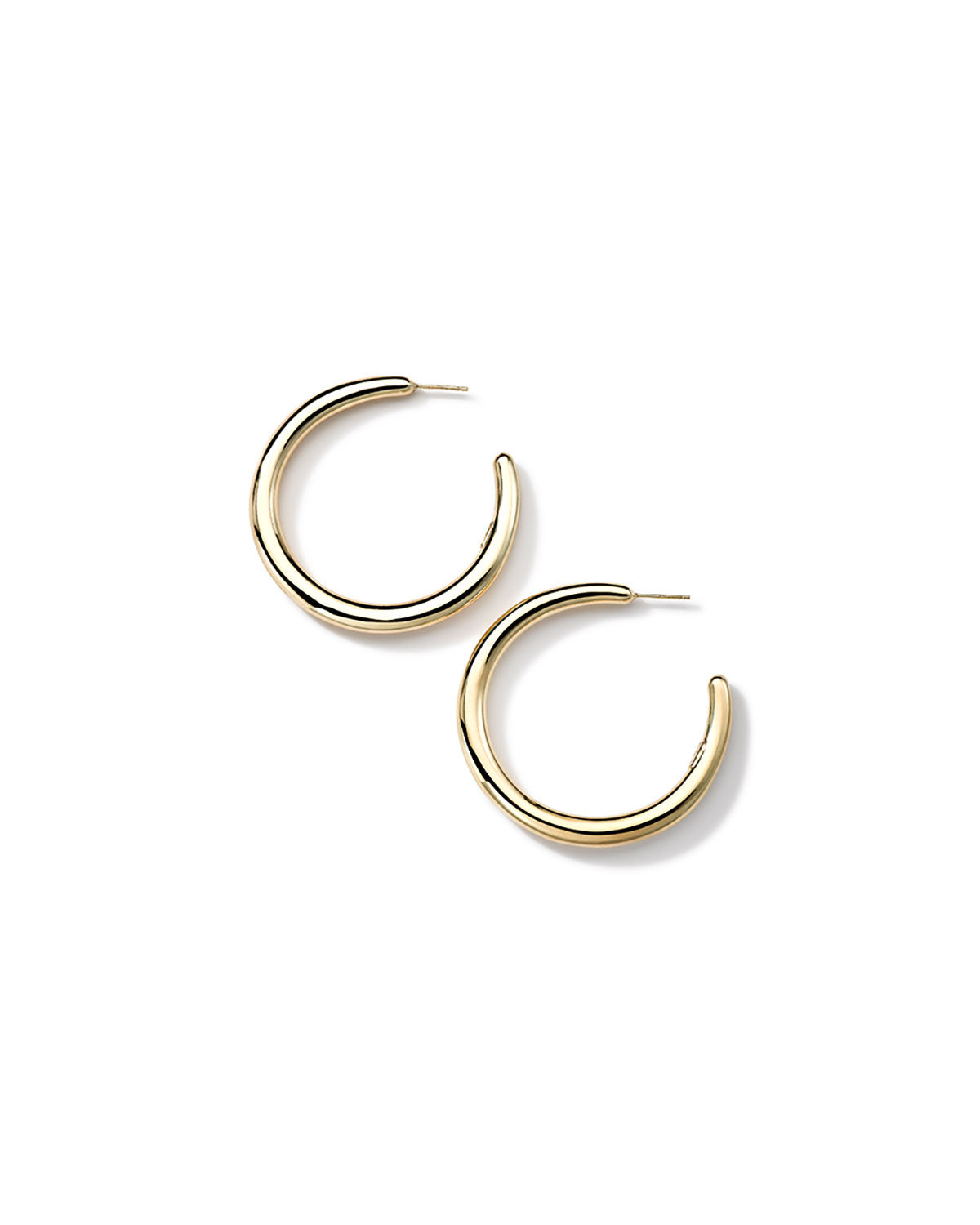 18K Gold #3 Smooth Hoop Earrings