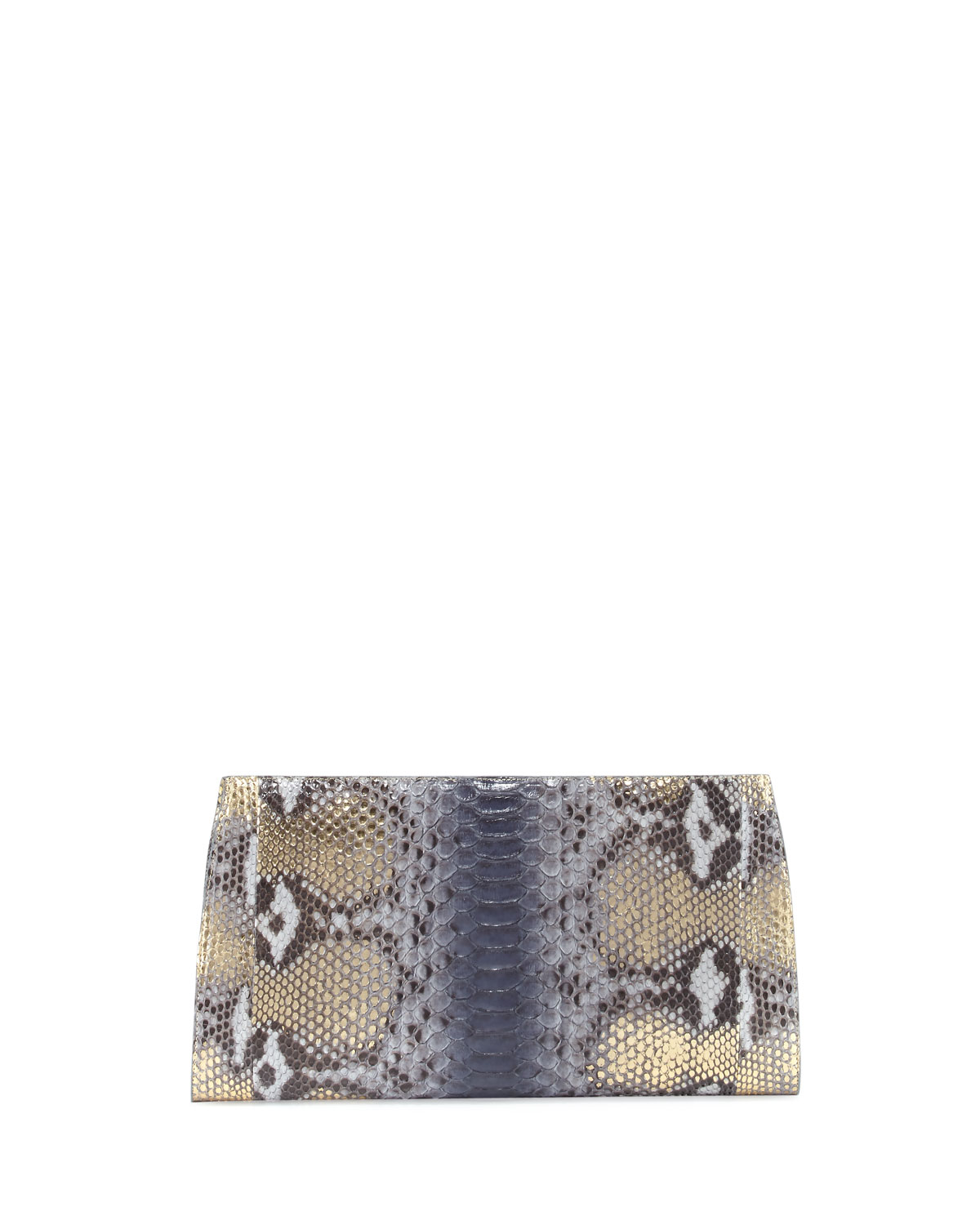 Metallic Python Slicer Clutch Bag