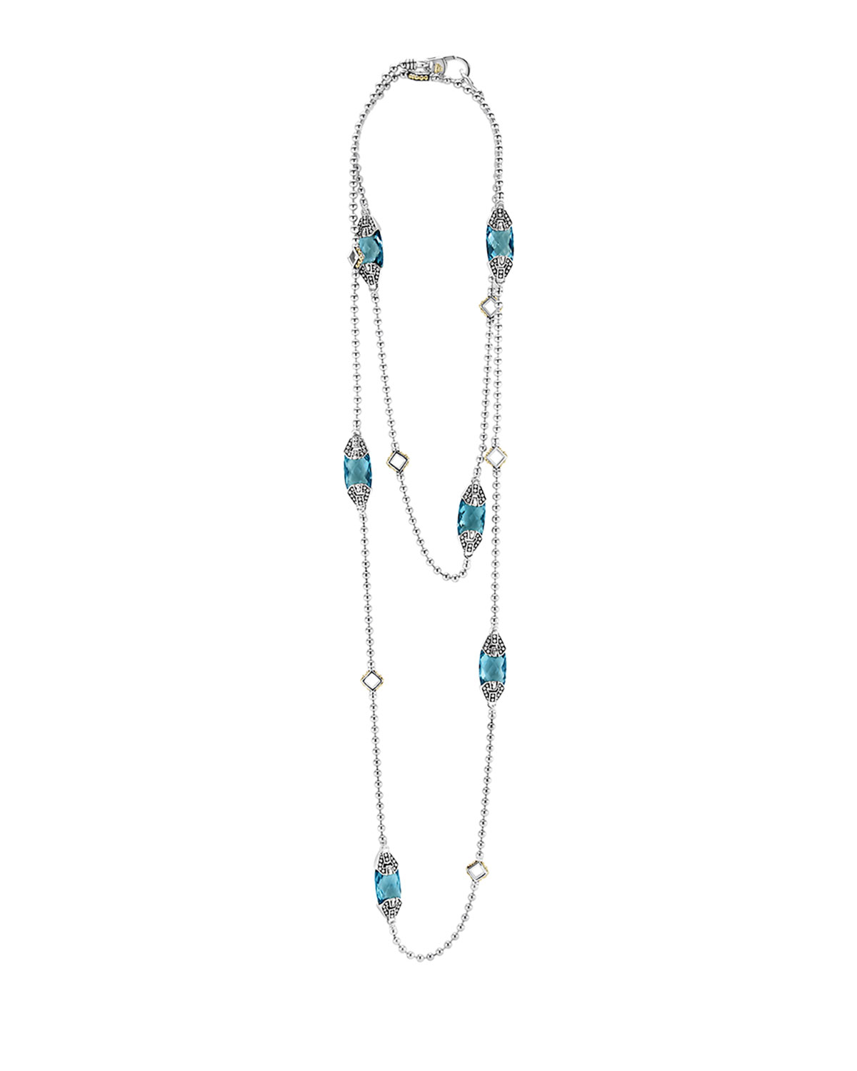 Caviar Color London Blue Topaz Station Necklace