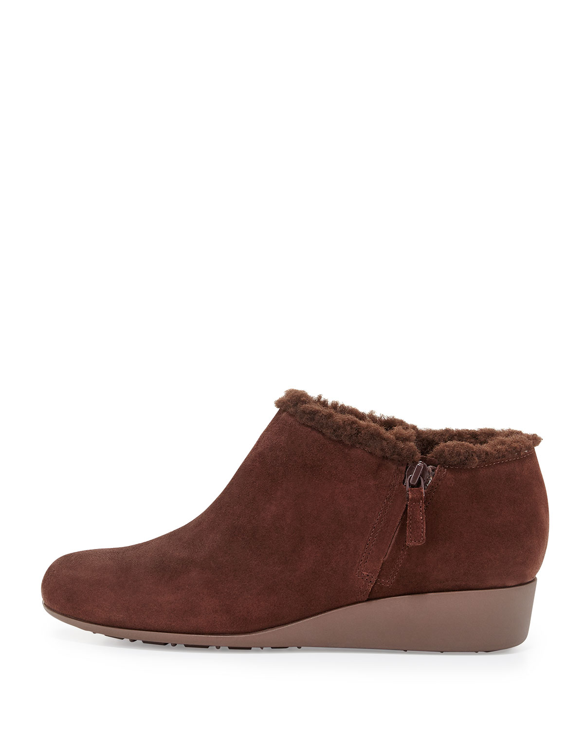 Callie Suede Wedge Bootie, Chestnut