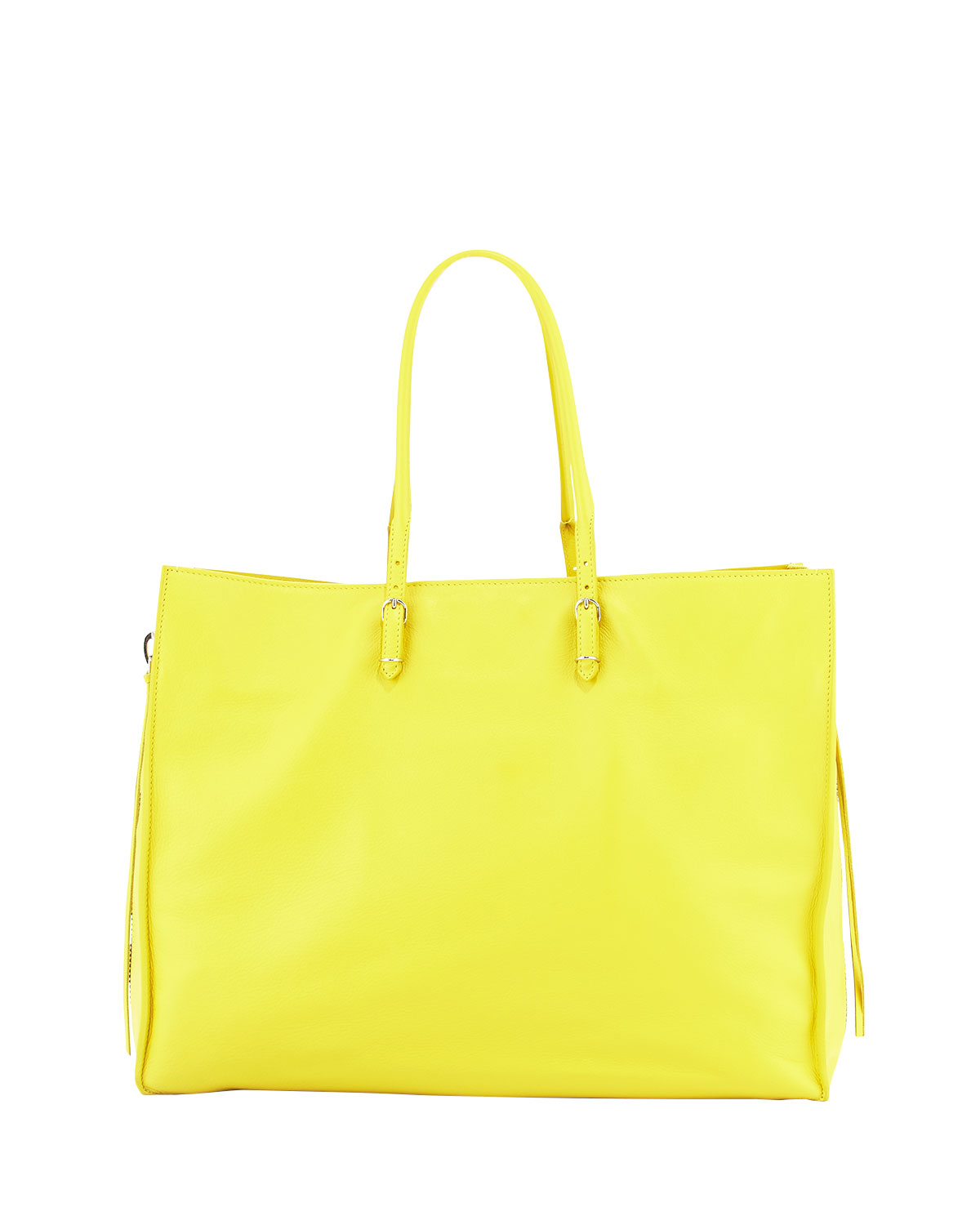 Papier A4 Side-Zip Leather Tote Bag, Jaune Sole