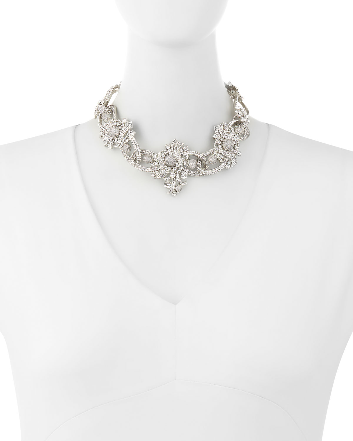 Crystal Ribbon Collar Necklace