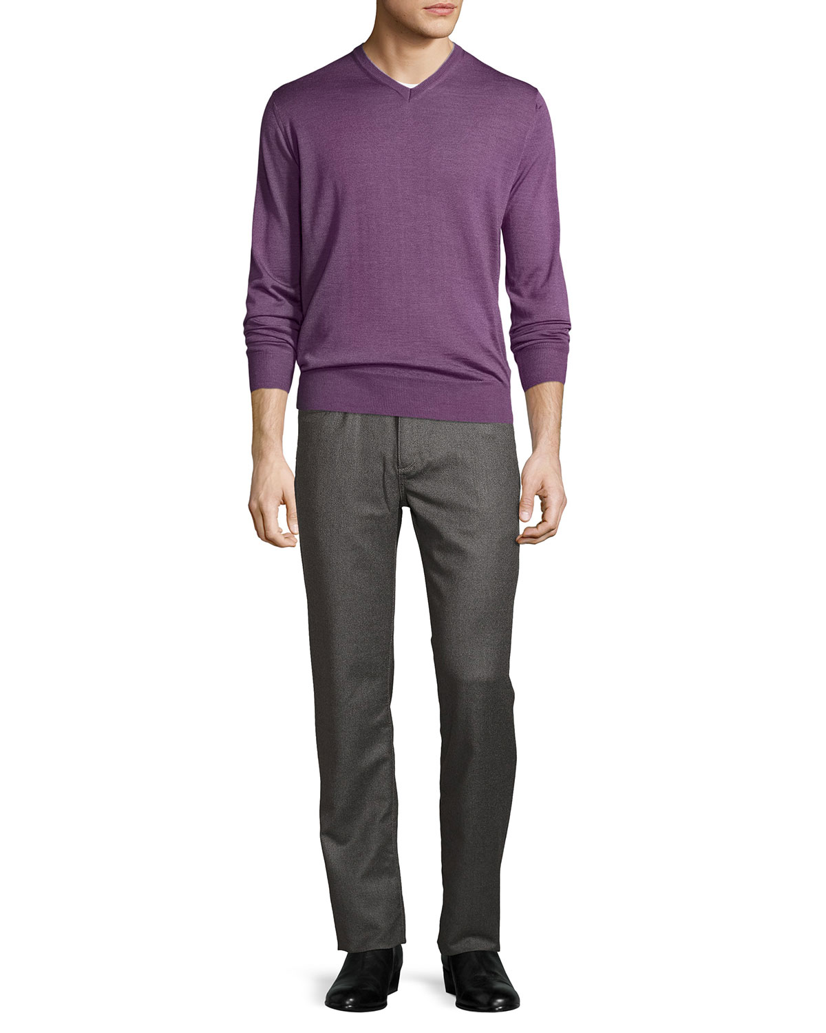 Wintertime Flannel Five-Pocket Pants, Espresso Melange