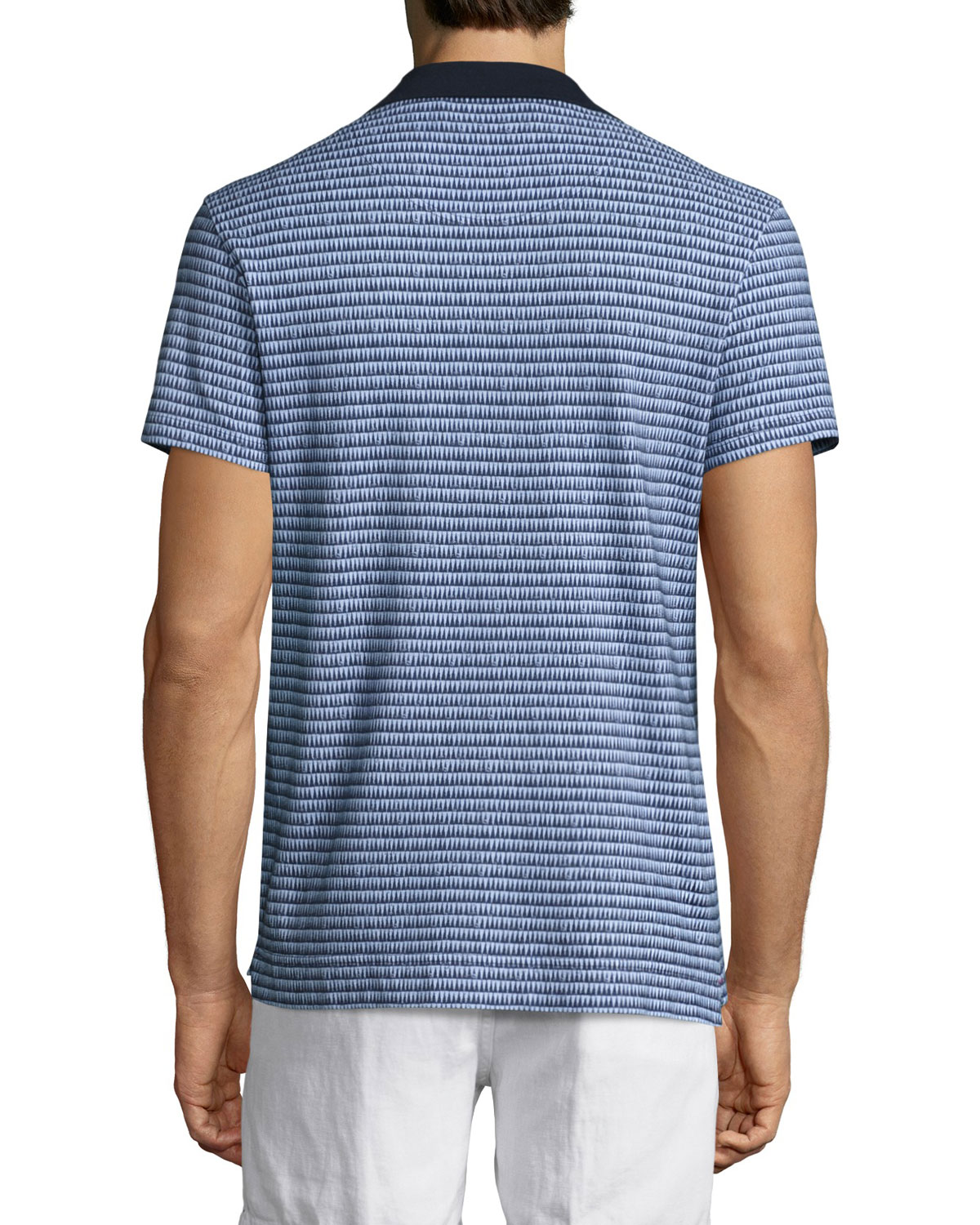 Patrick Striped Linen Polo Shirt, Iris/Cloud