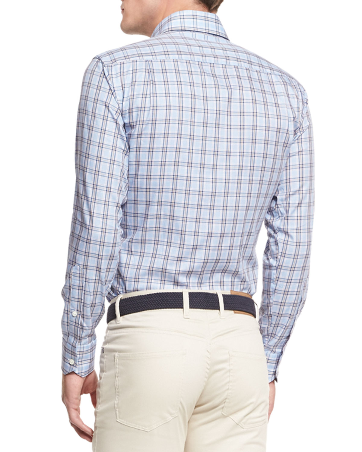 Cambridge Plaid Sport Shirt, Imperial Turquoise