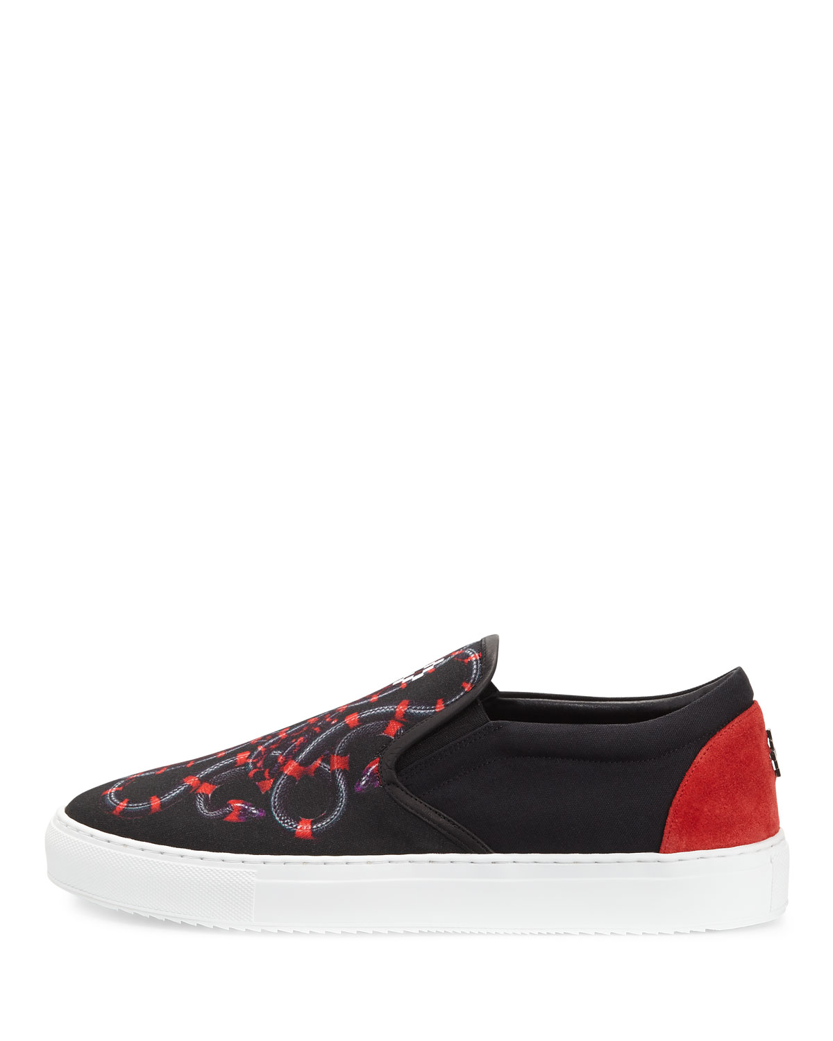 Isabel Snake-Print Canvas Slip-On Sneaker, Black