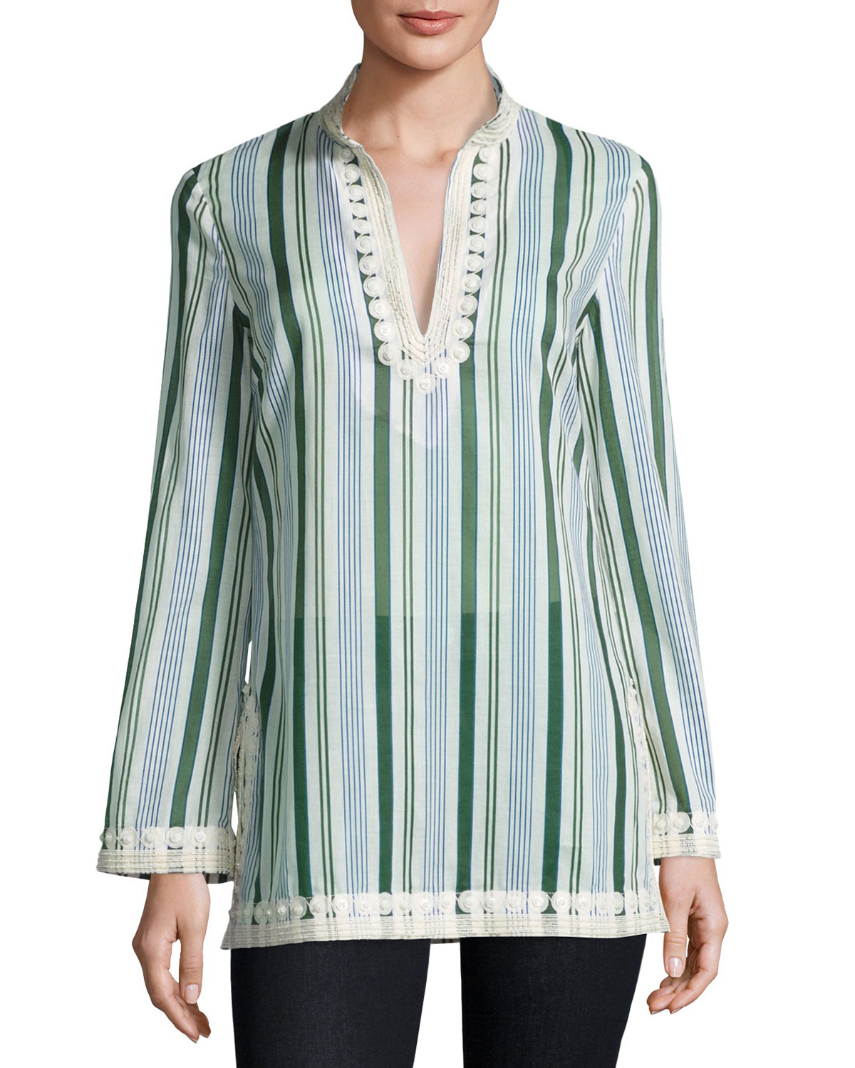 cliff striped long-sleeve tunic, multi