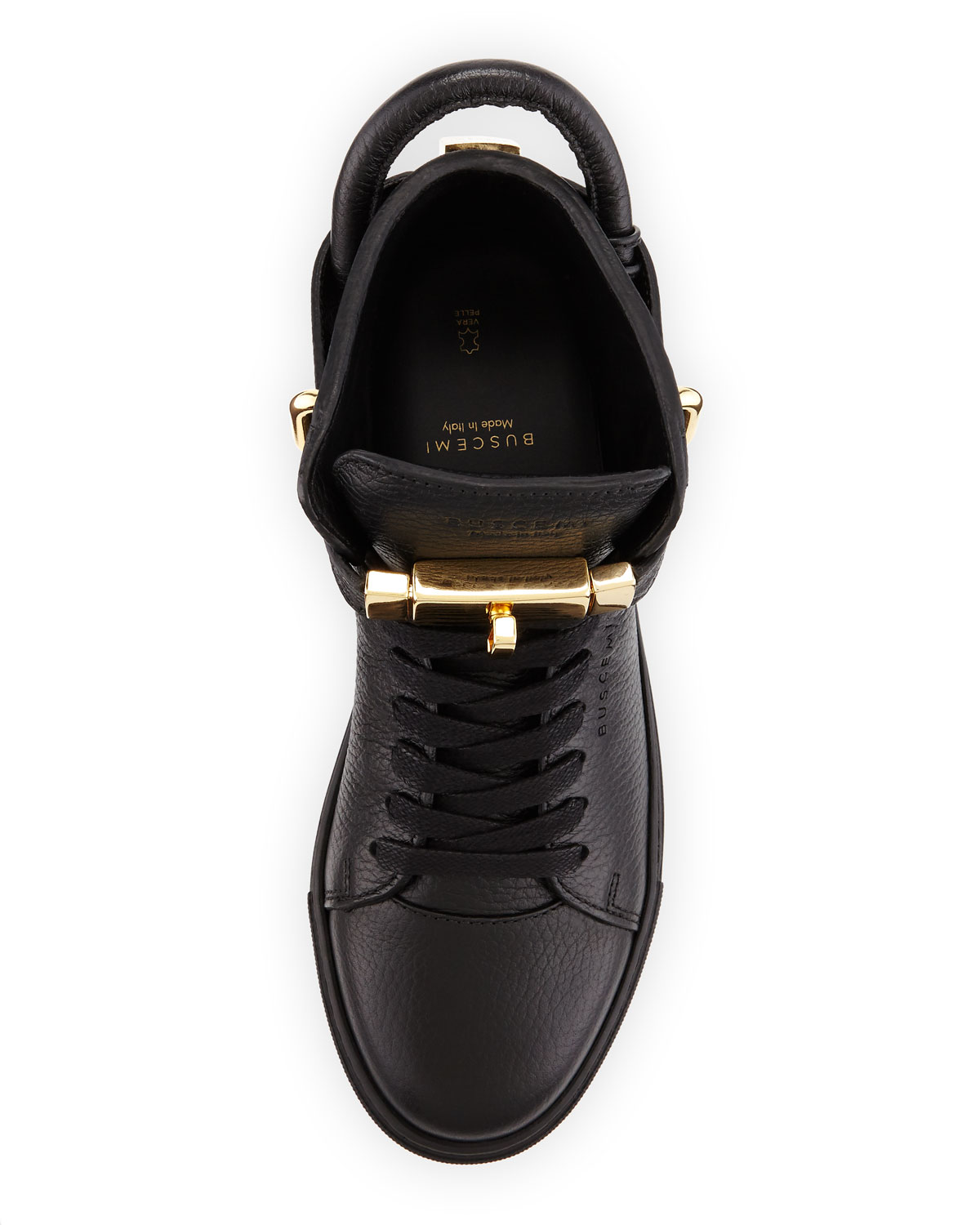 Women's Padlock & Key Pebbled Leather Sneaker, Black