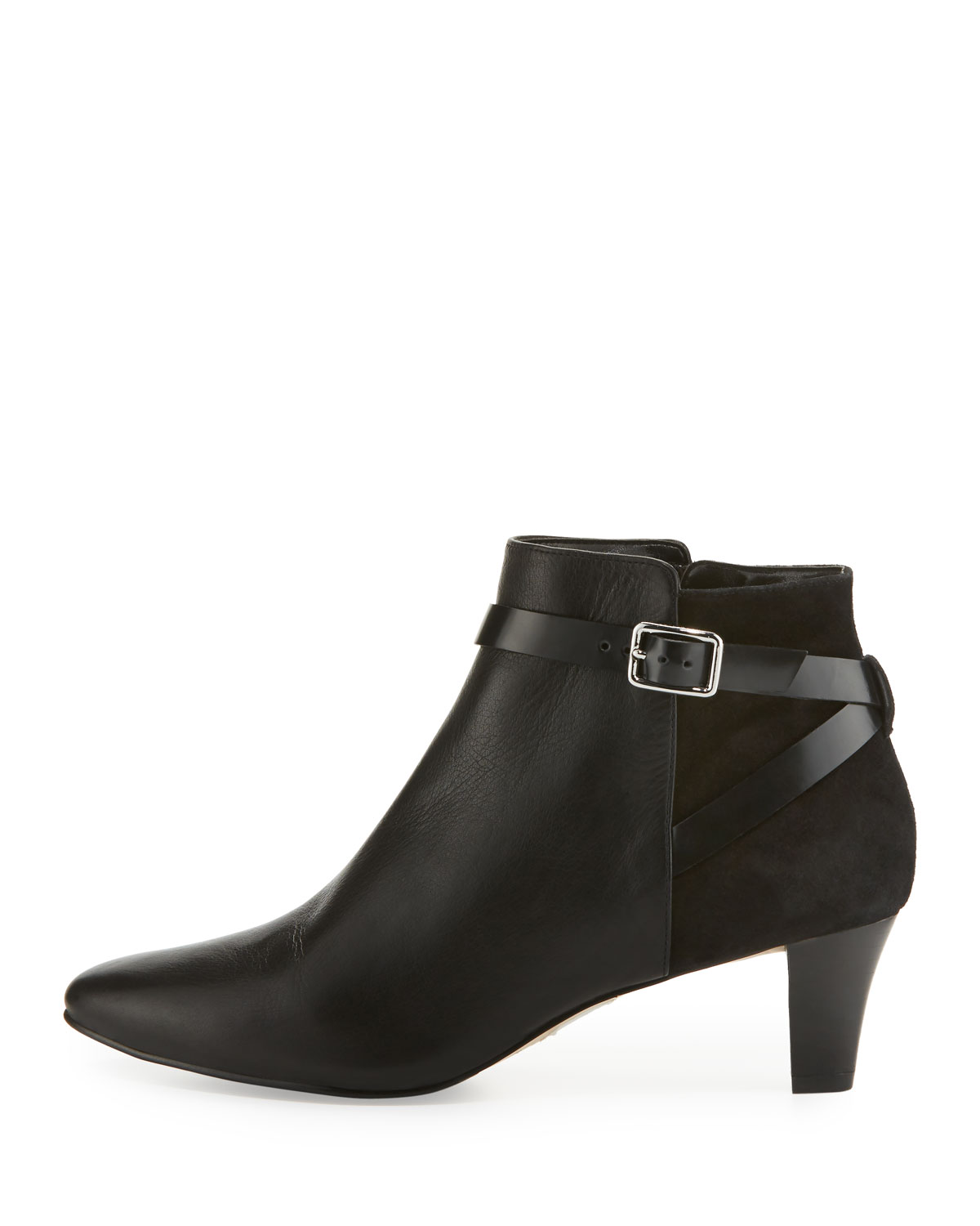 Sylvan Grand.OS Leather & Suede Ankle-Strap Bootie, Black